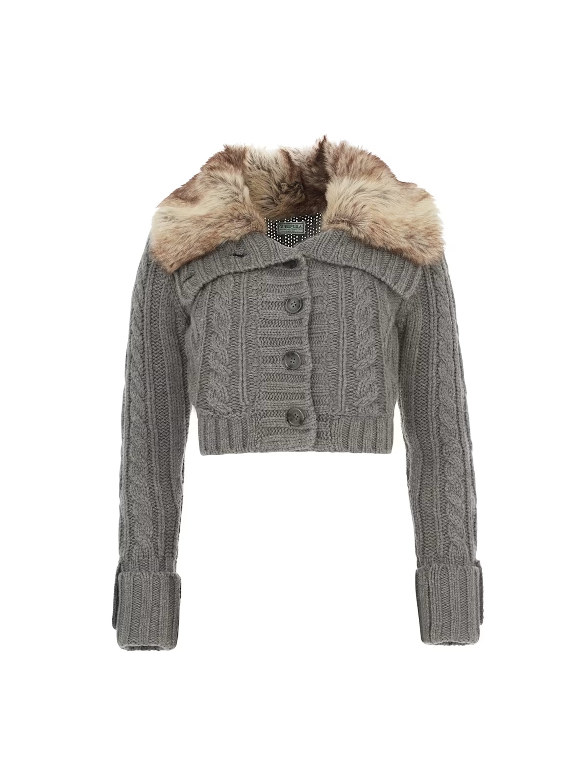 cable fur sweater - Grey