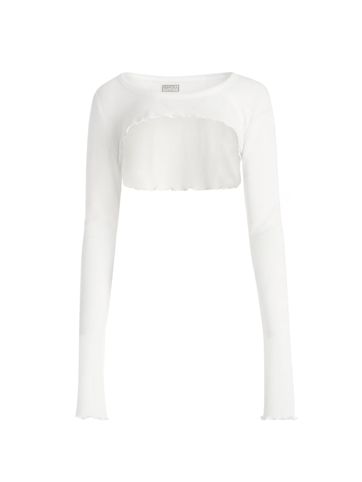 Aged Waffle Crop Top - White