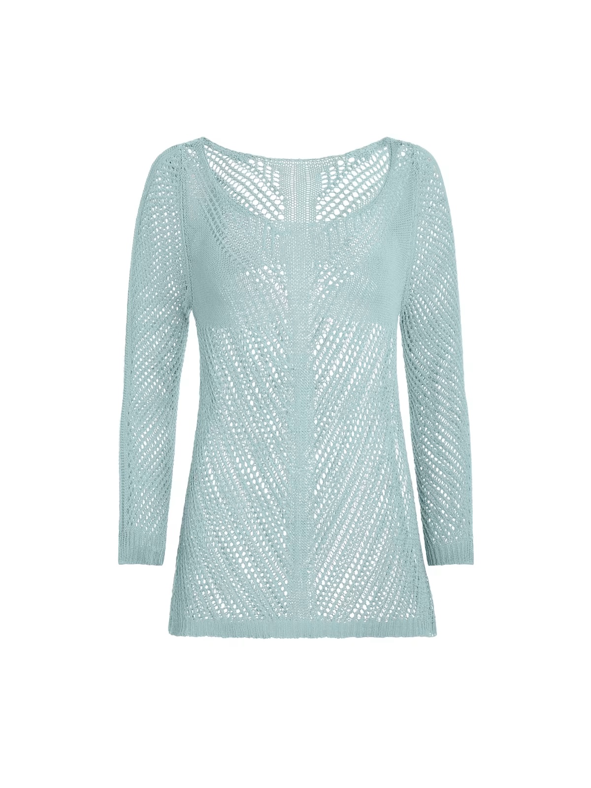 Washed Crochet Sweater - Blue