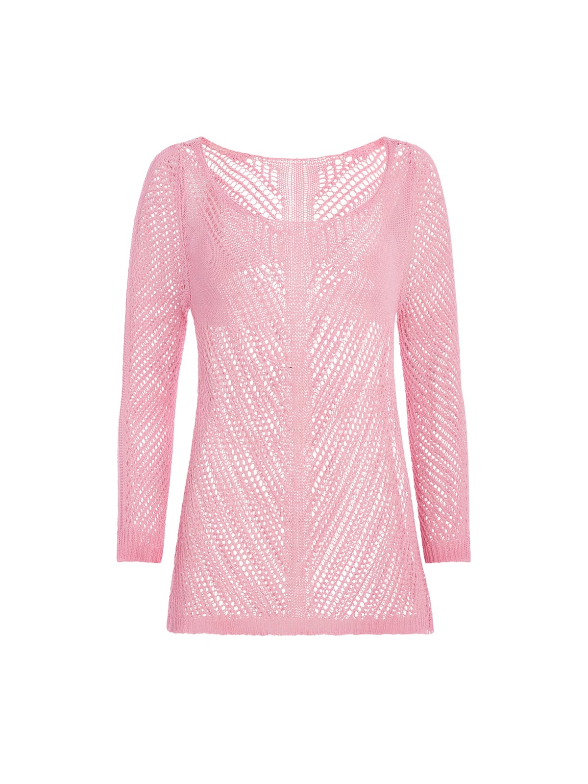 Washed Crochet Sweater - Pink