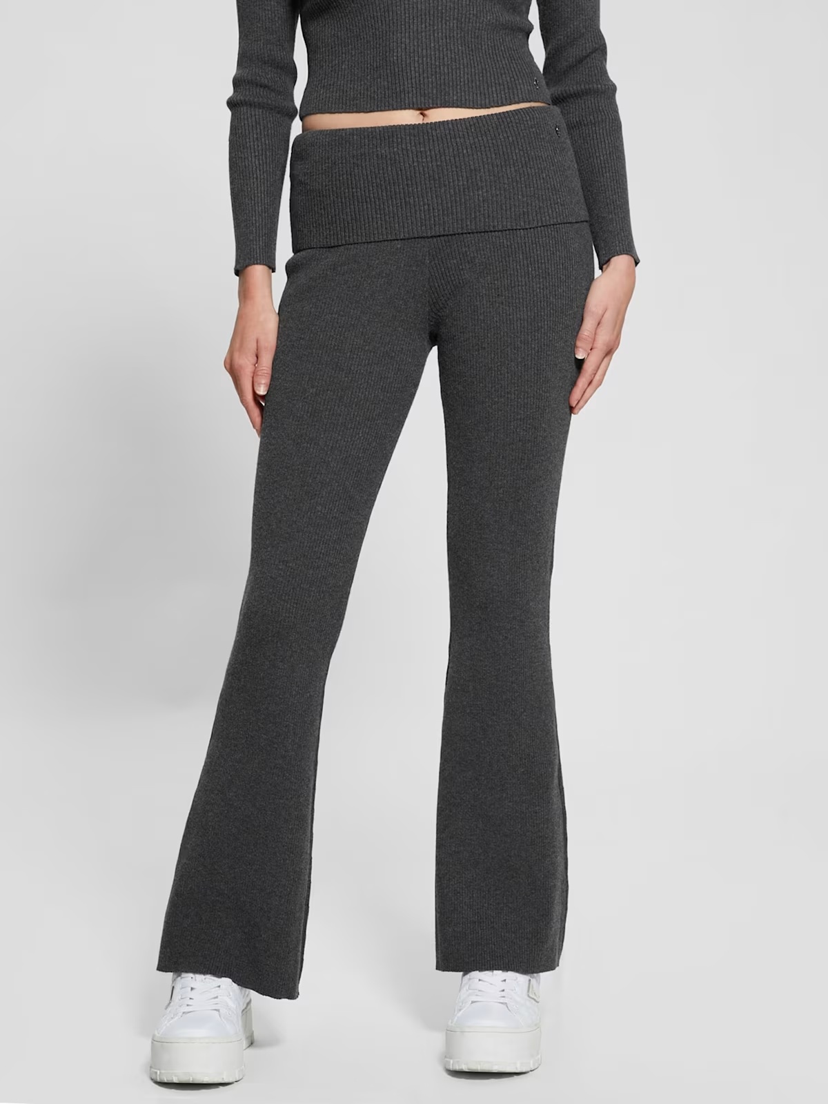 Eco Nina Foldover Rib Flare Leggings - Grey