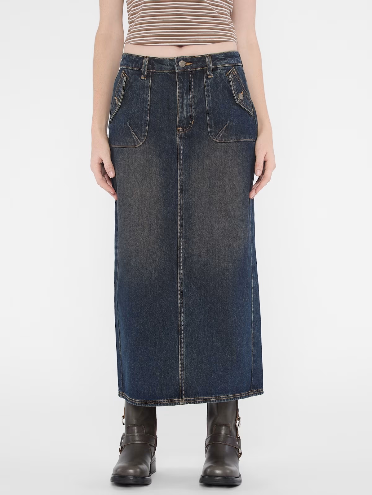 GUESS Originals Split Back Denim Skirt - Blue