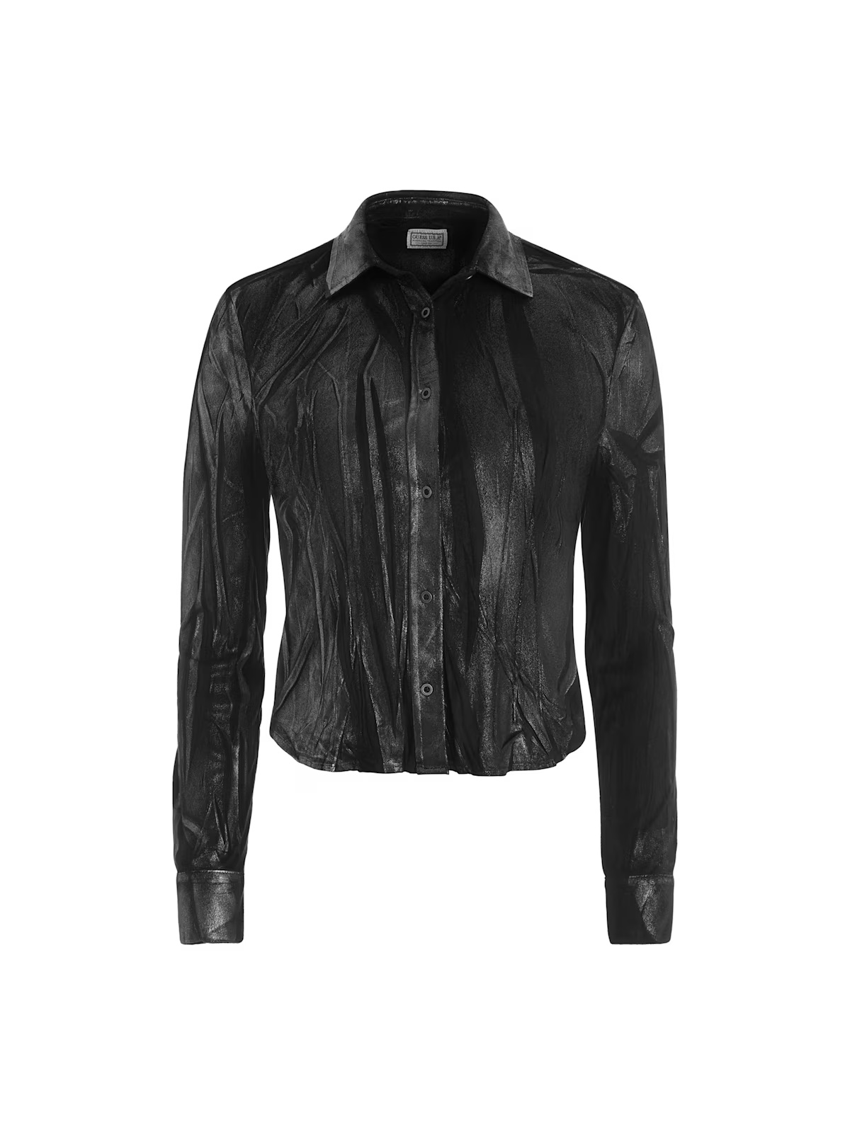 metallic printed faux-suede shirt - Black