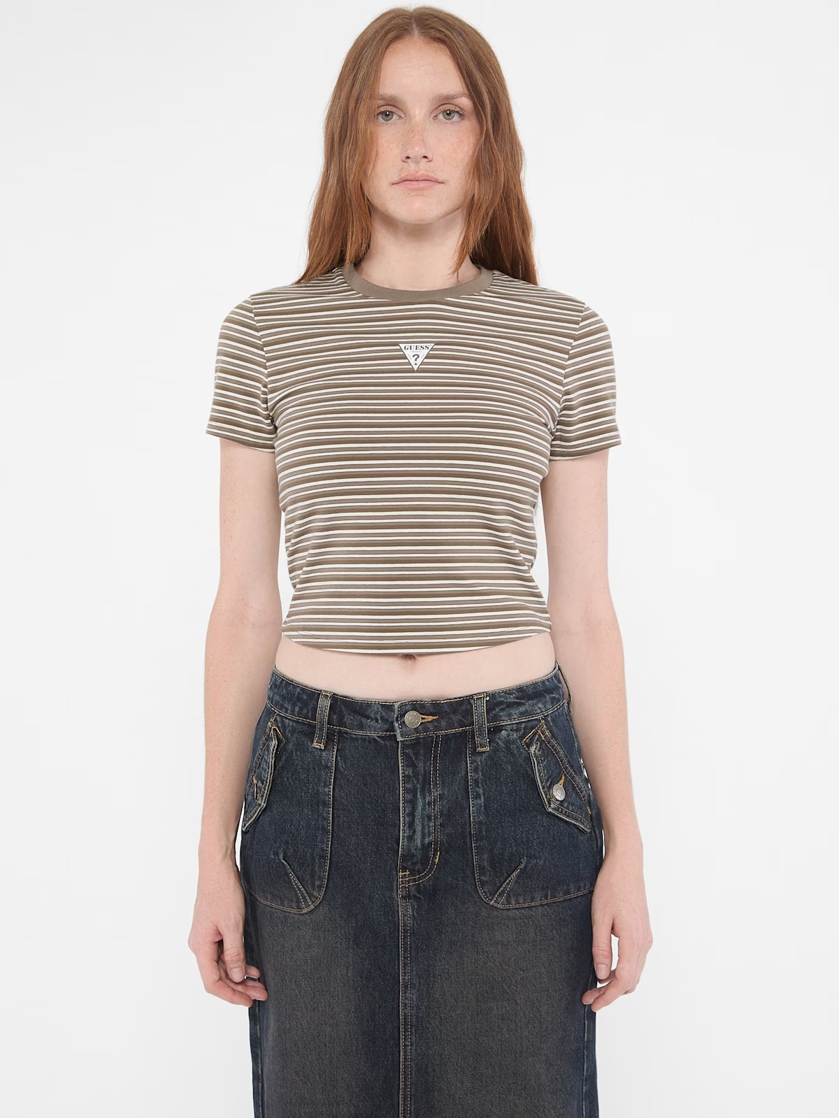 GUESS Originals Striped Baby Tee - Beige