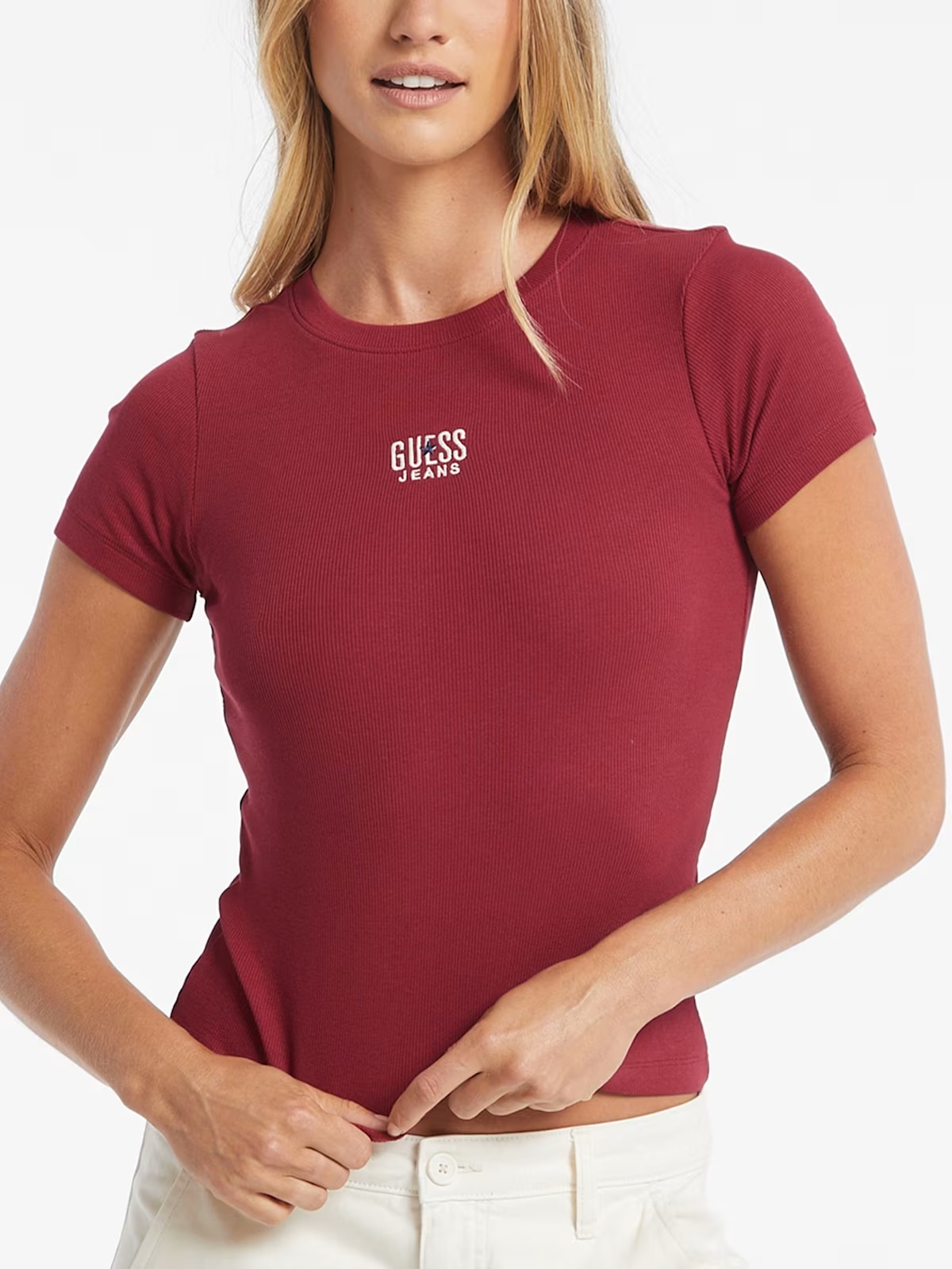 Slim Embroidered Logo Tee - Red