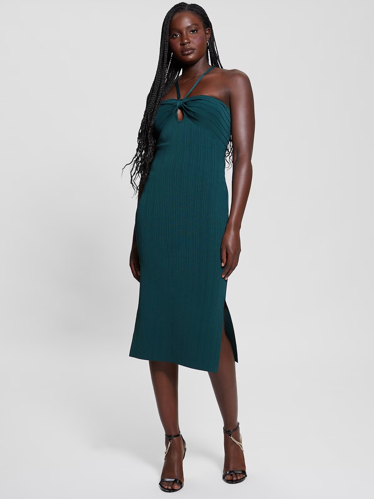 Sofie Keyhole Sweater Dress - Green