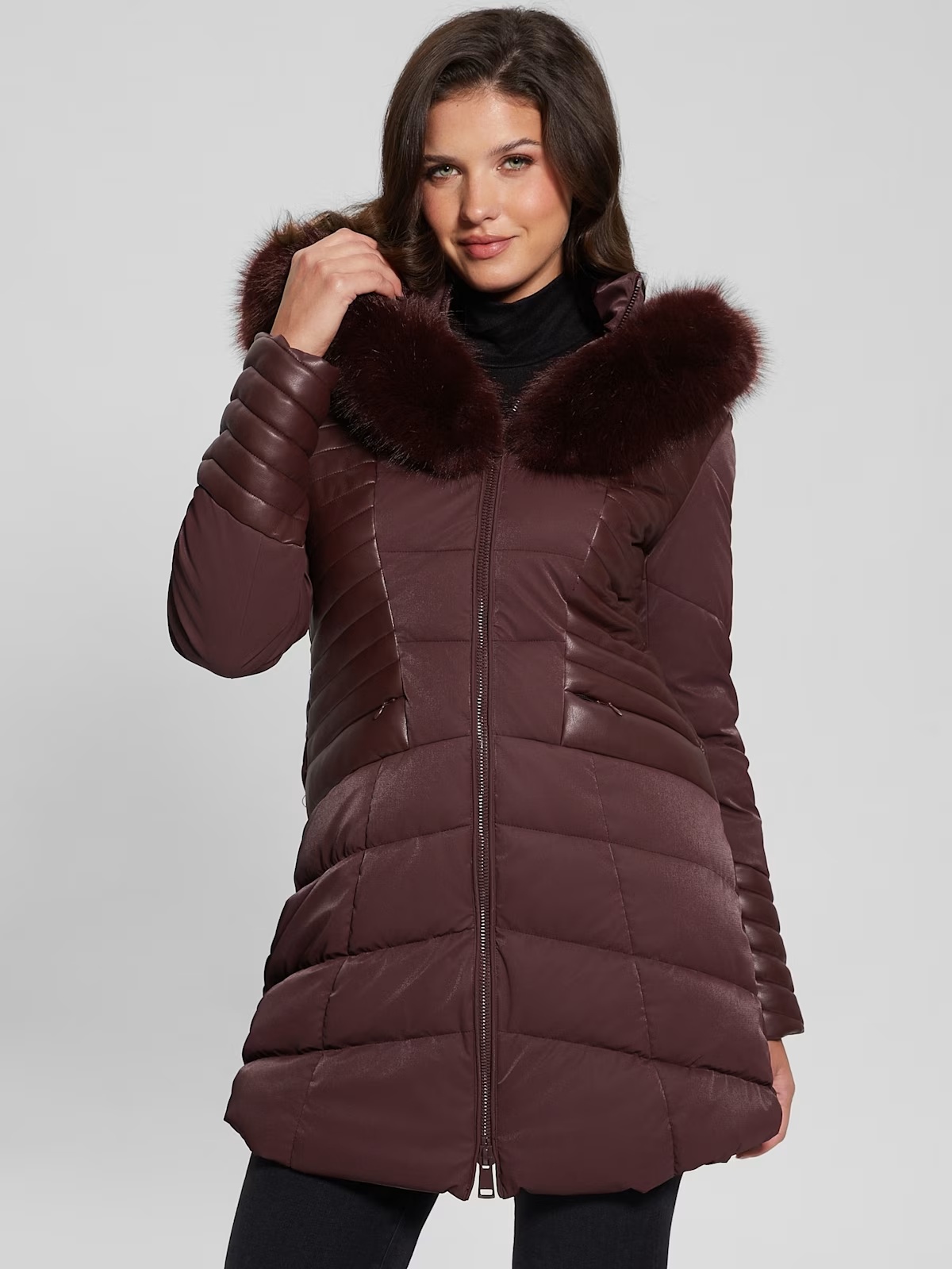 Oxana Hooded Puffer Coat - Red
