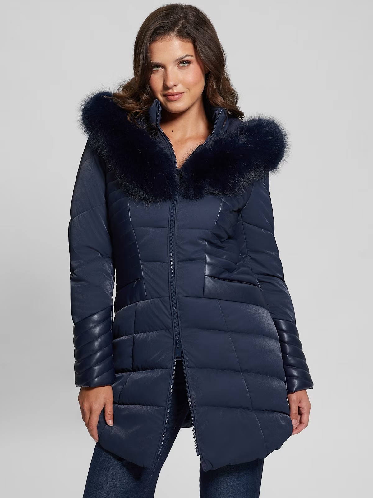 Oxana Hooded Puffer Coat - Blue