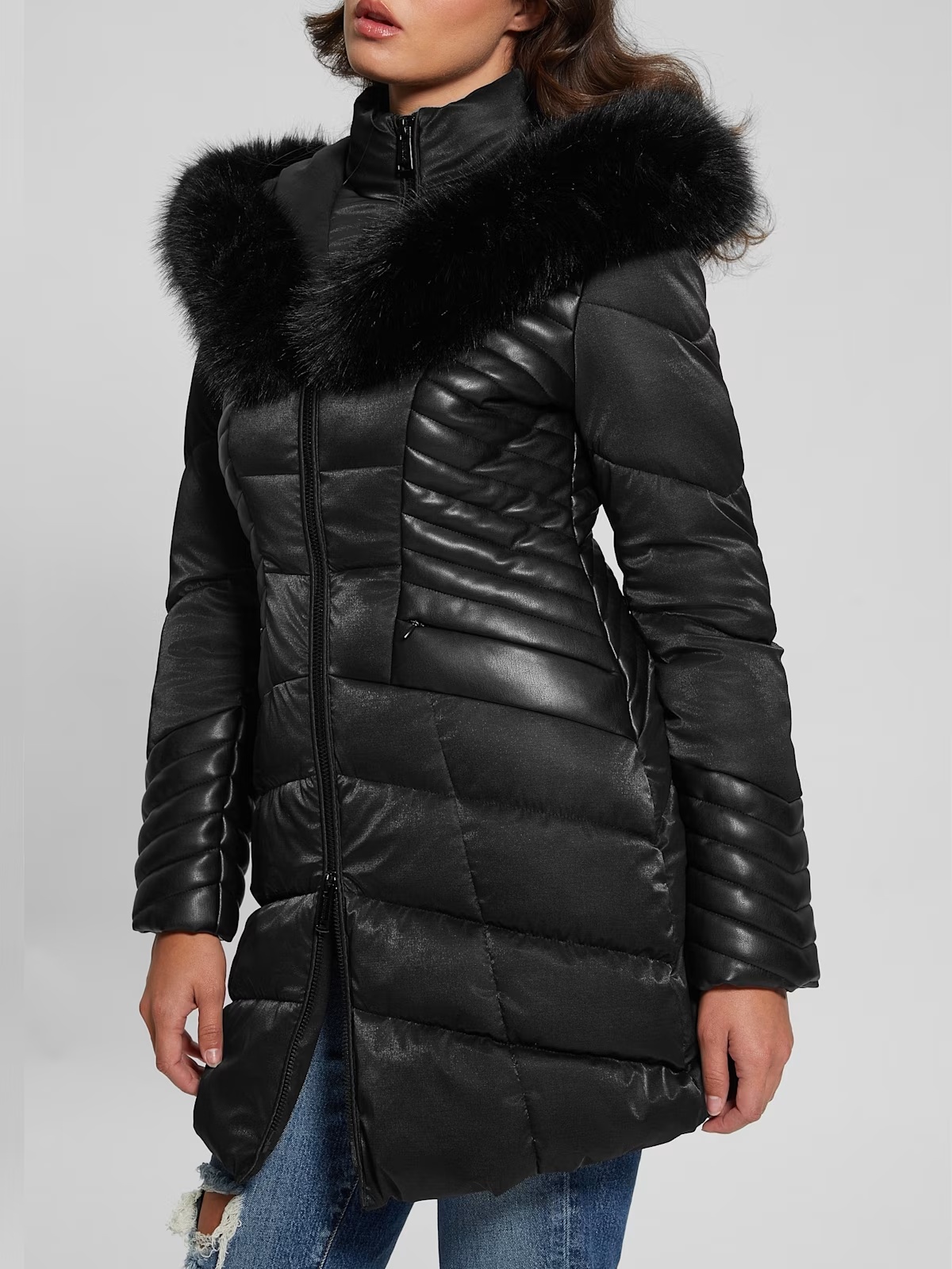Oxana Hooded Puffer Coat - Black