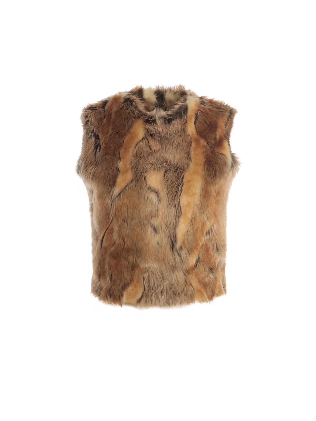 faux-fur vest - Brown