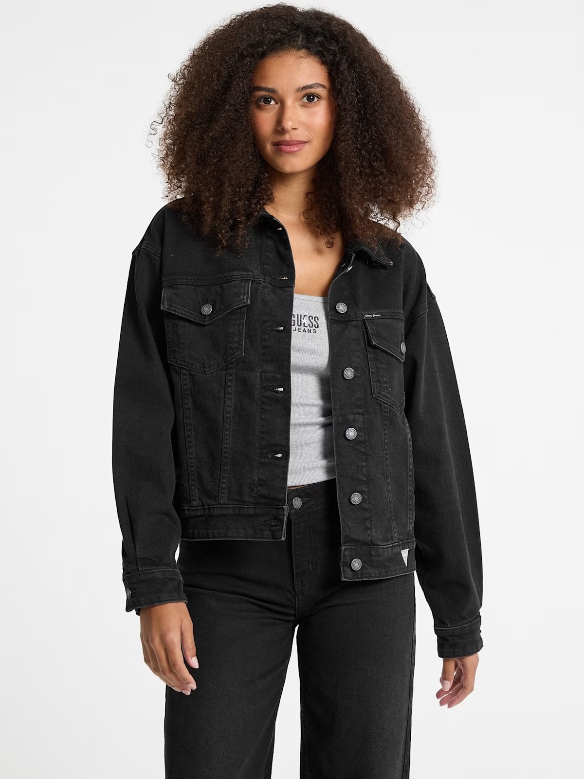 Oversized Denim Trucker Jacket - Black