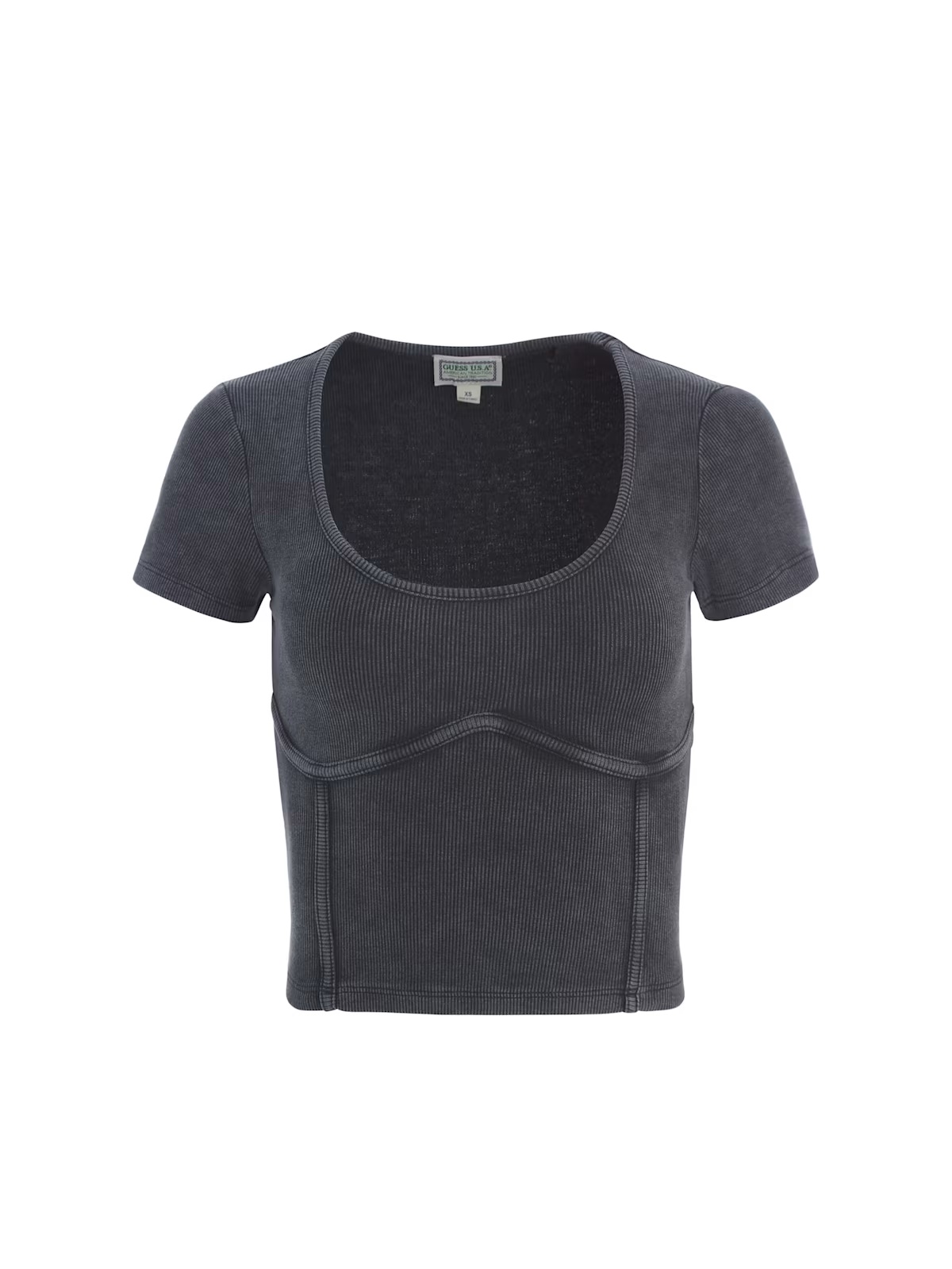 washed rib top - Black