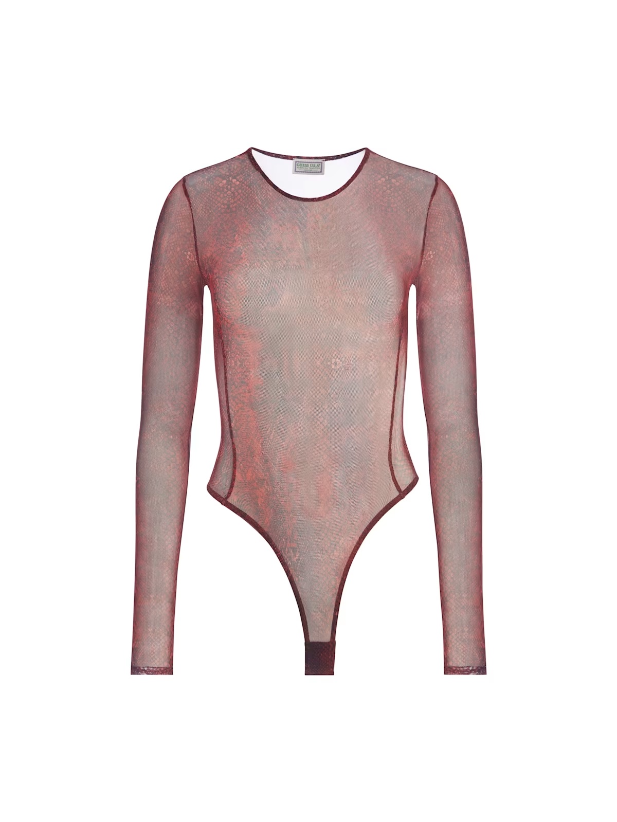 printed mesh bodysuit - Red