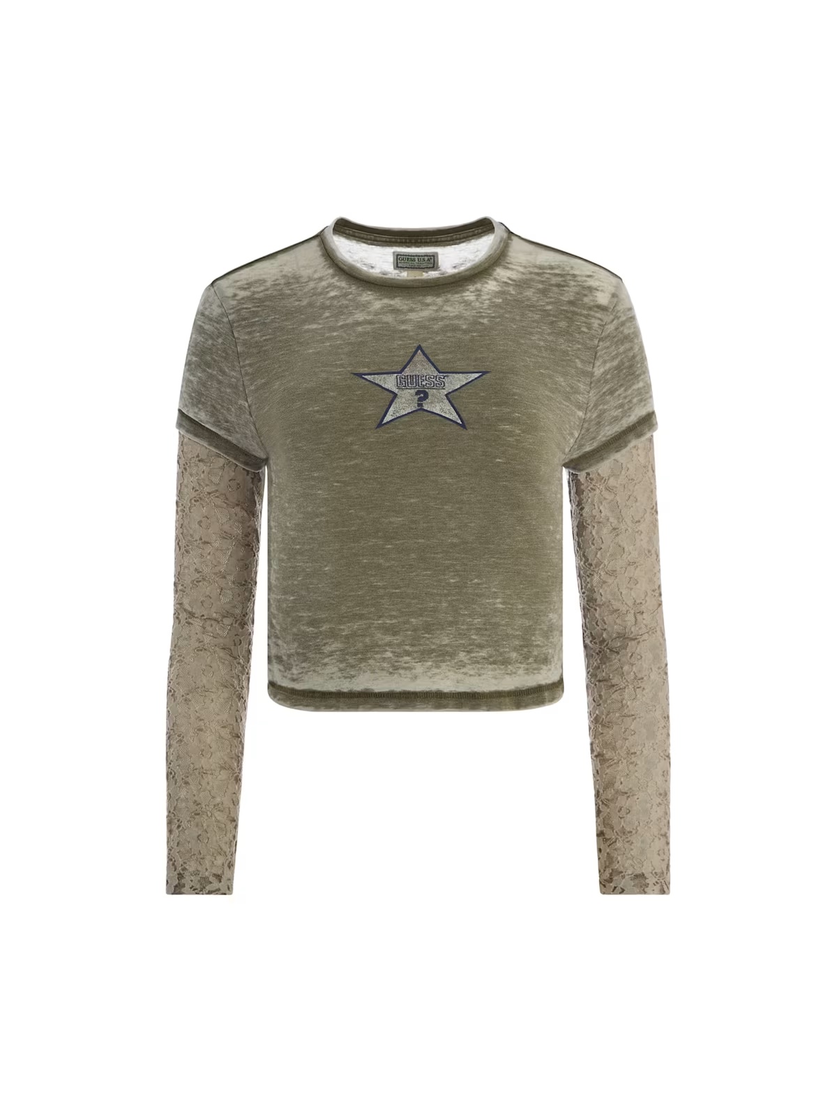 vintage layered lace tee - Green