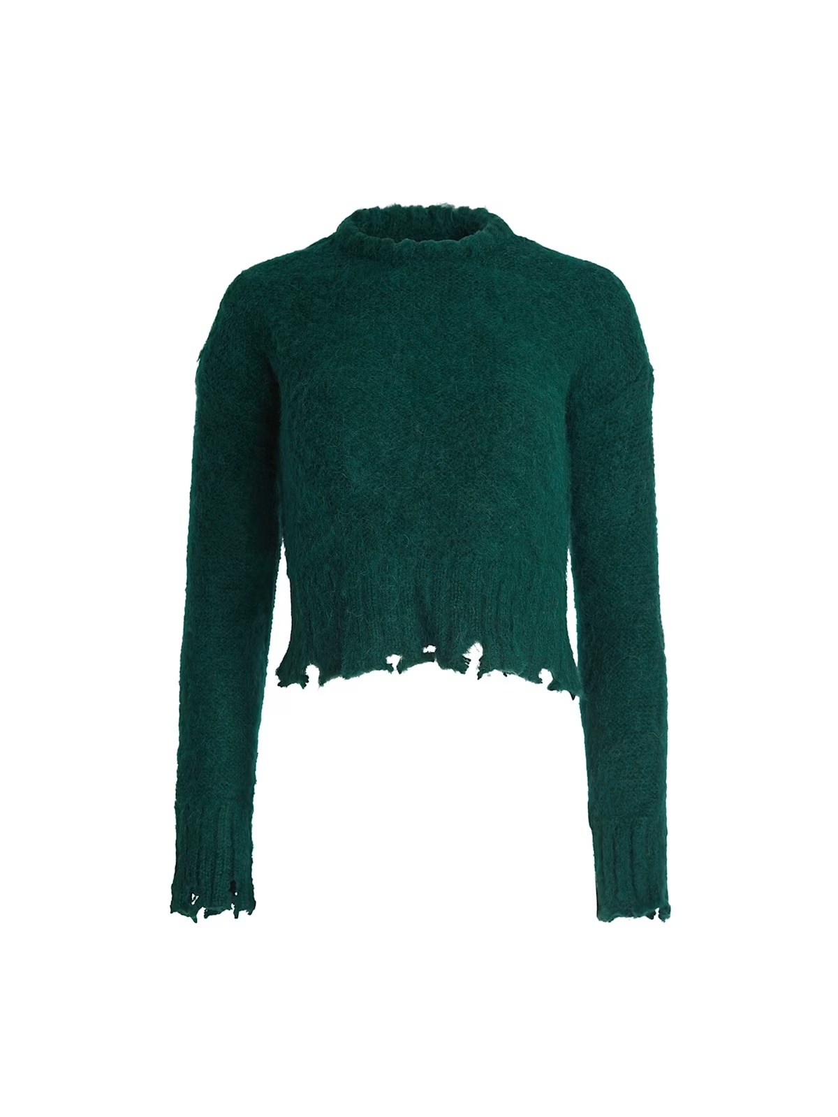 fuzzy crewneck sweater - Green