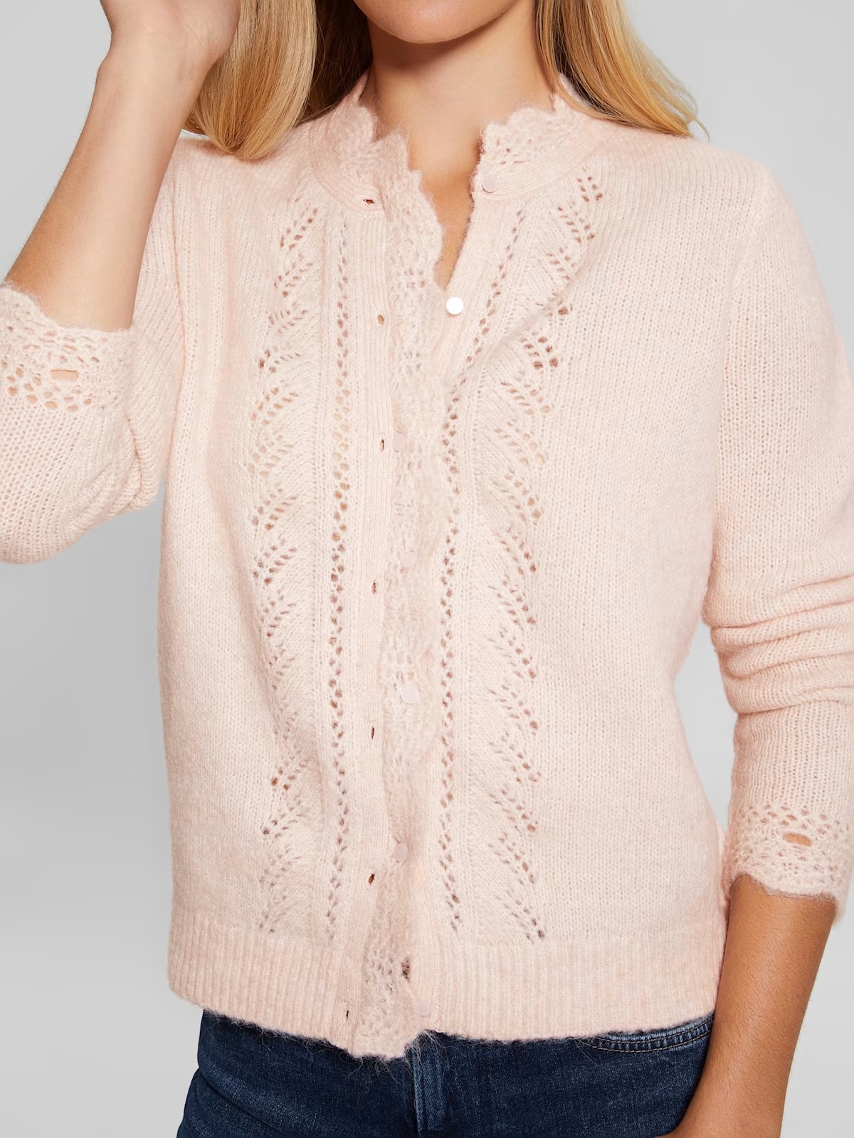 Eco Macie Crochet Cardigan - Pink