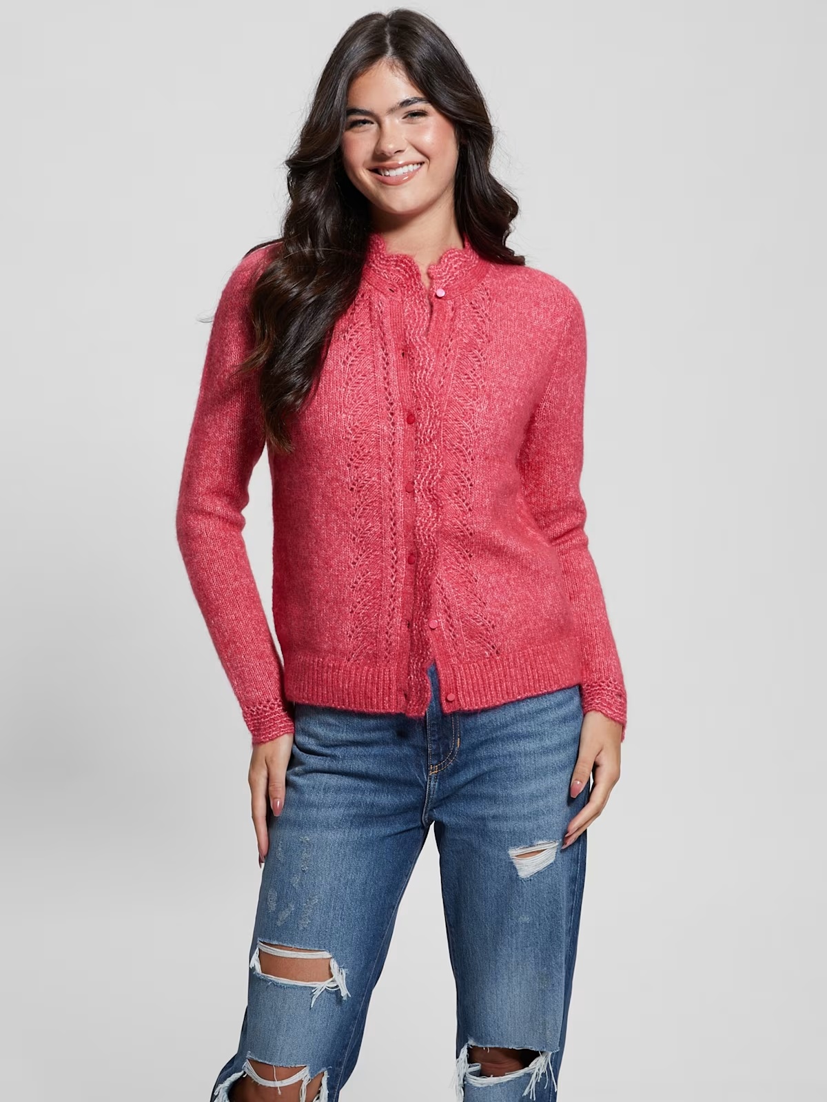Eco Macie Crochet Cardigan - Pink