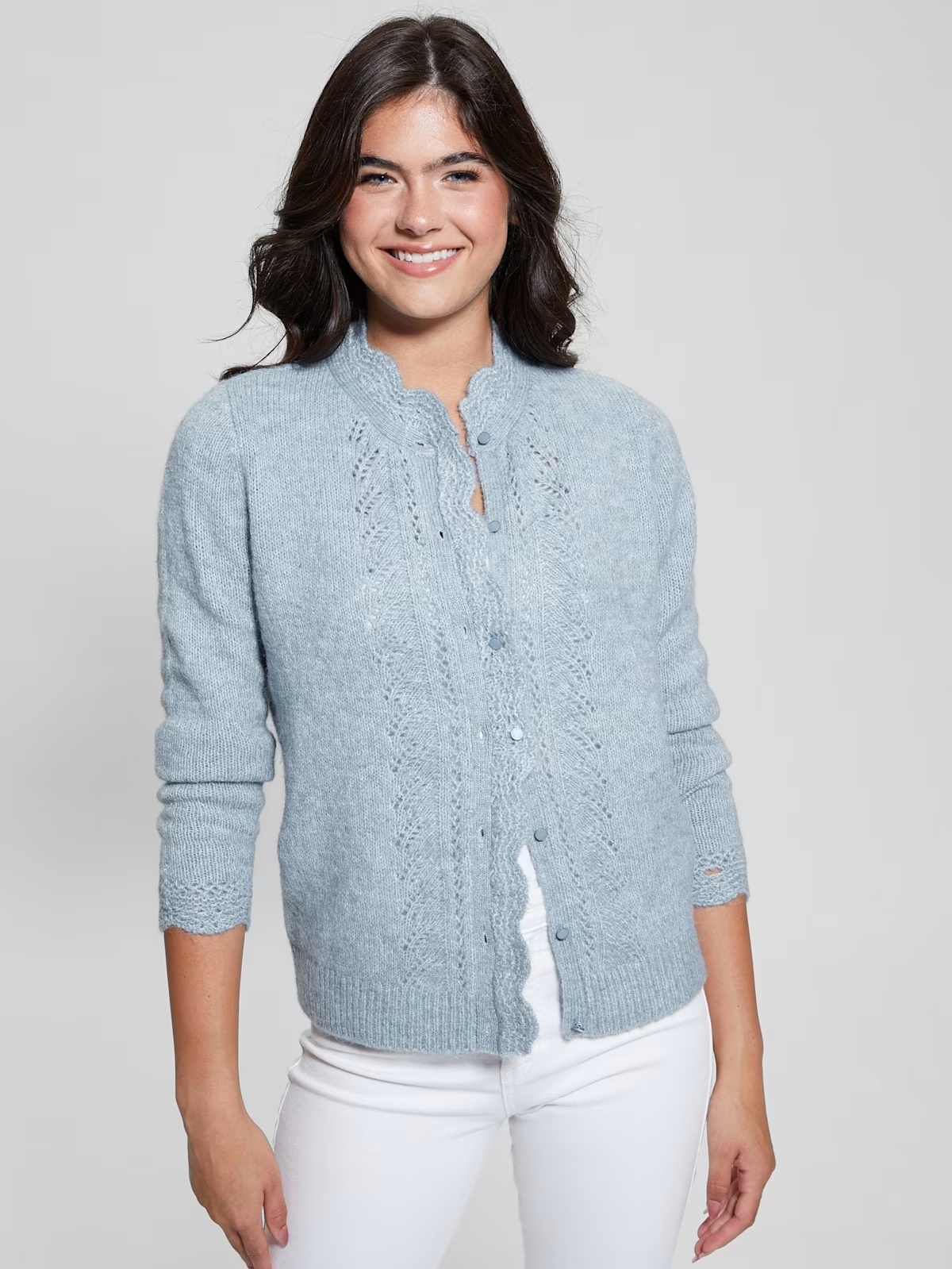 Eco Macie Crochet Cardigan - Blue