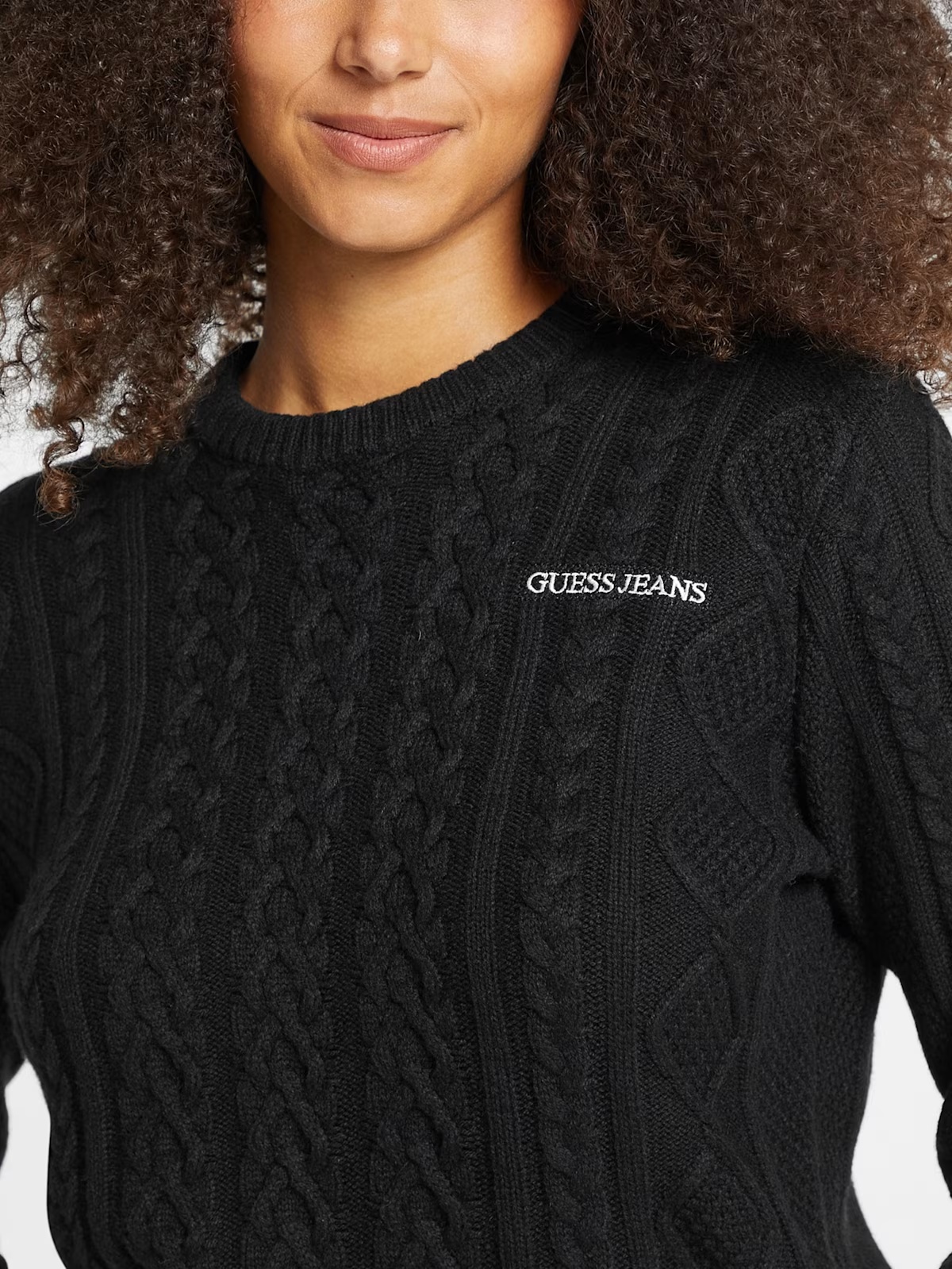 Wool-Blend Cable-Knit Sweater - Black