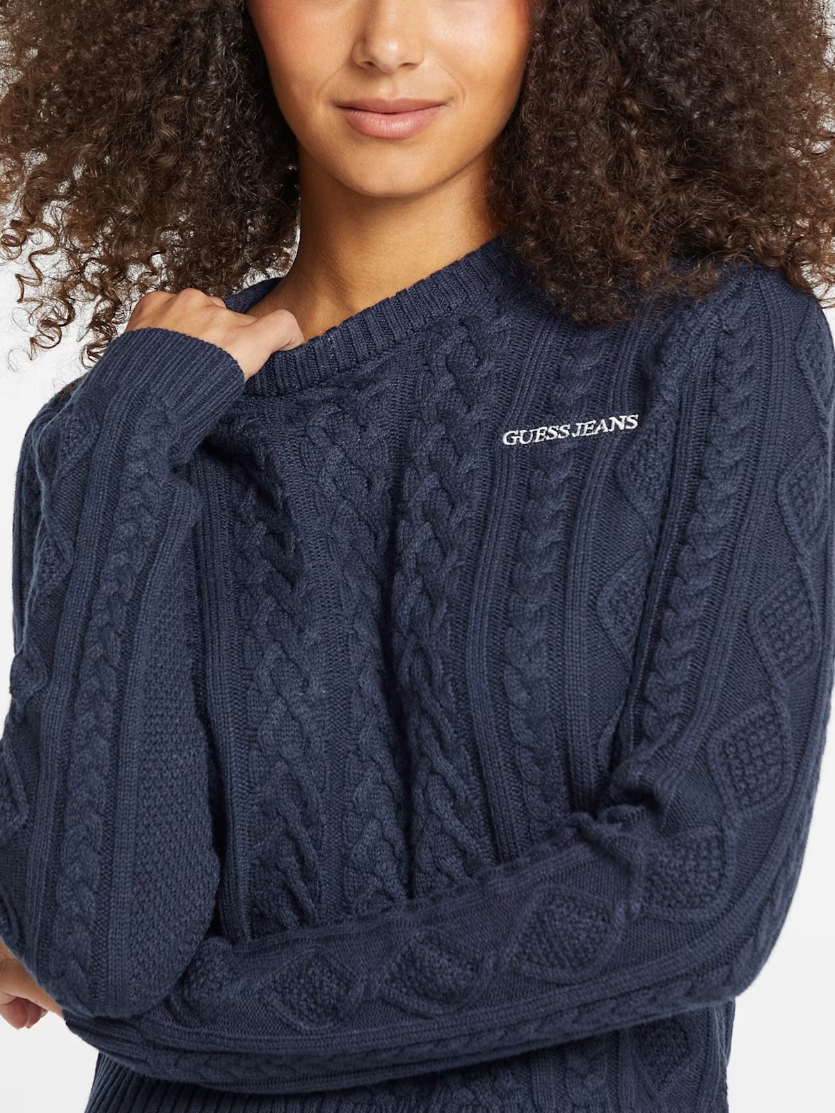 Wool-Blend Cable-Knit Sweater - Blue