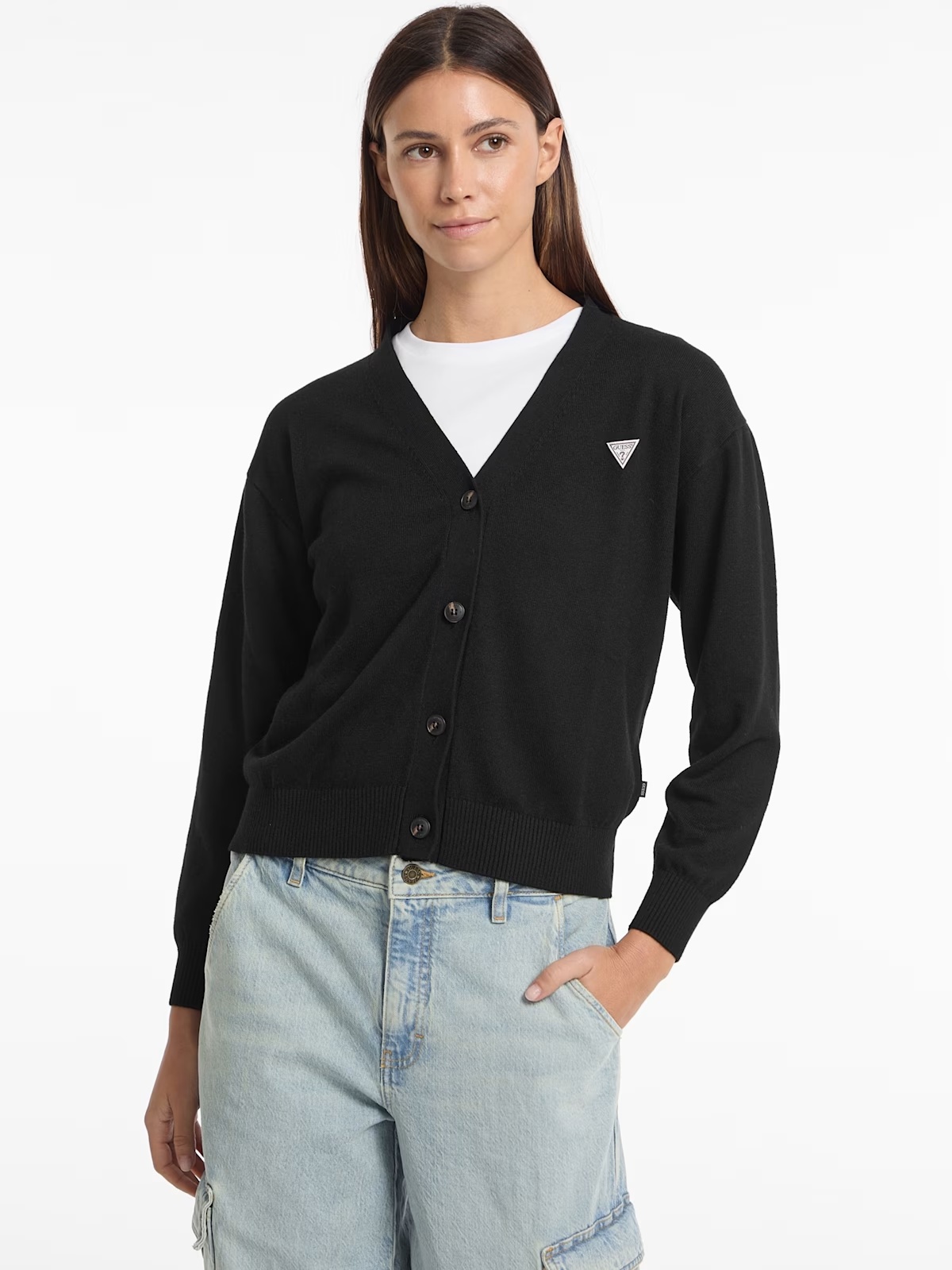 Silk and Wool-Blend Mini Triangle Cardigan - Black