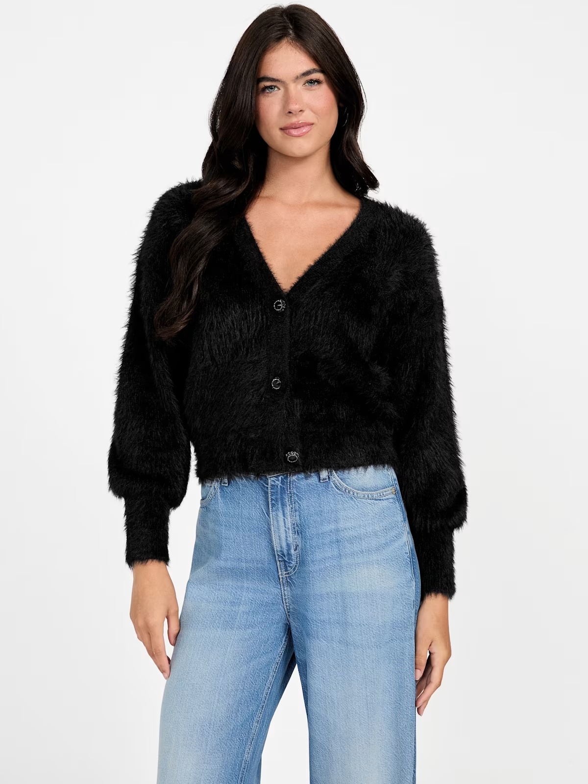 Keyla Fuzzy Cardigan - Black