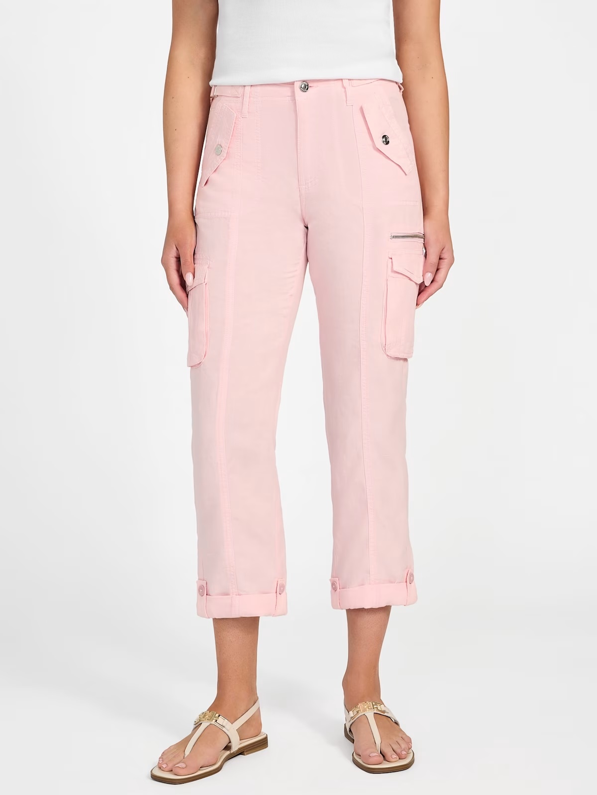 Nessi Linen Cargo Pants - Pink