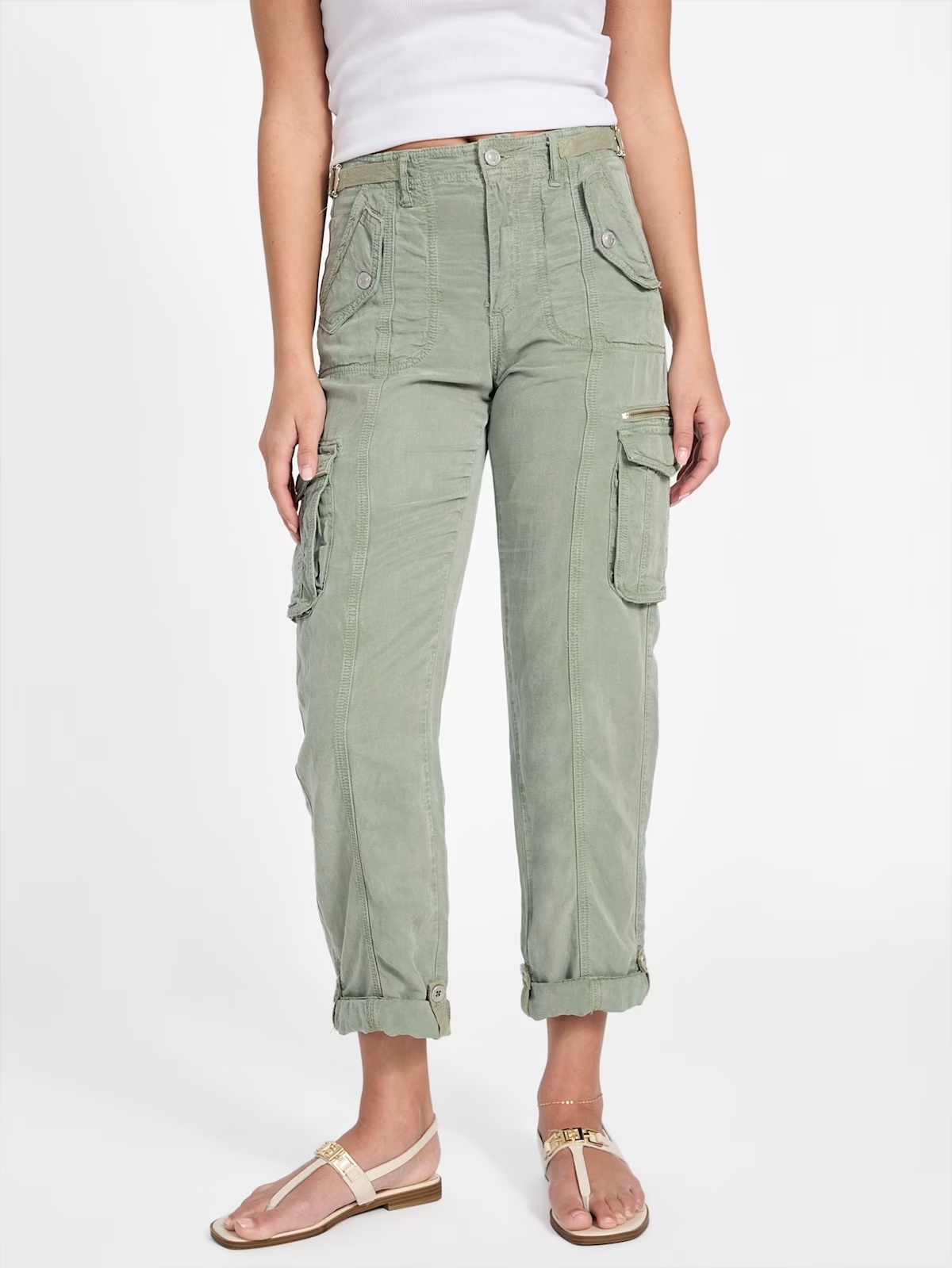 Nessi Linen Cargo Pants - Green