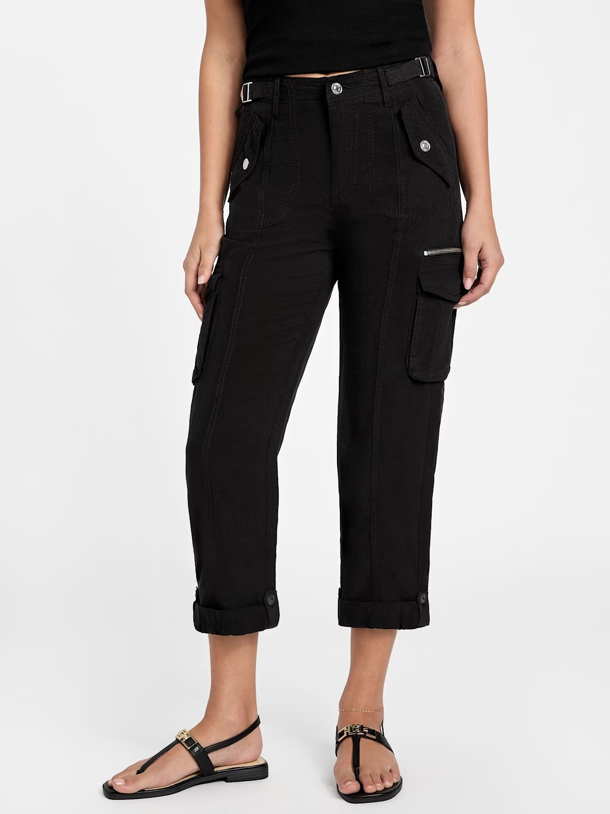Nessi Linen Cargo Pants - Black