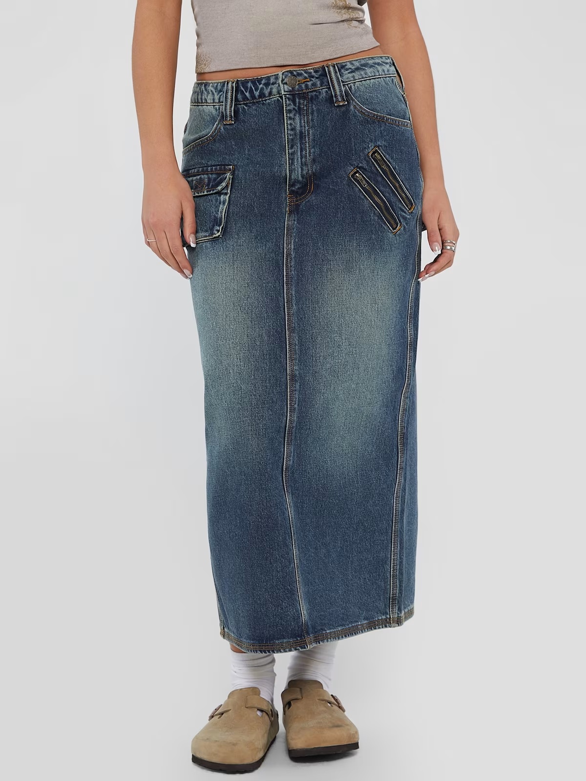 GUESS Originals Cargo Denim Skirt - Blue
