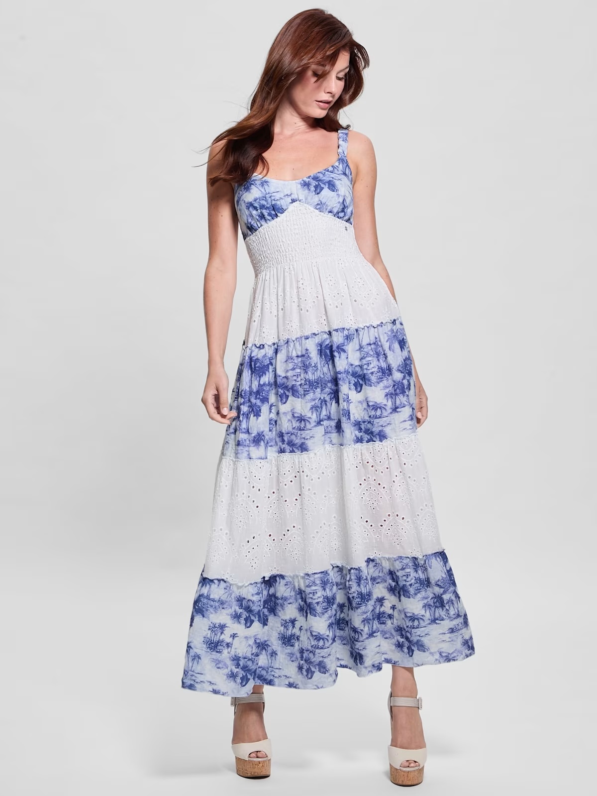 One Size Savina Linen Maxi Dress - Blue