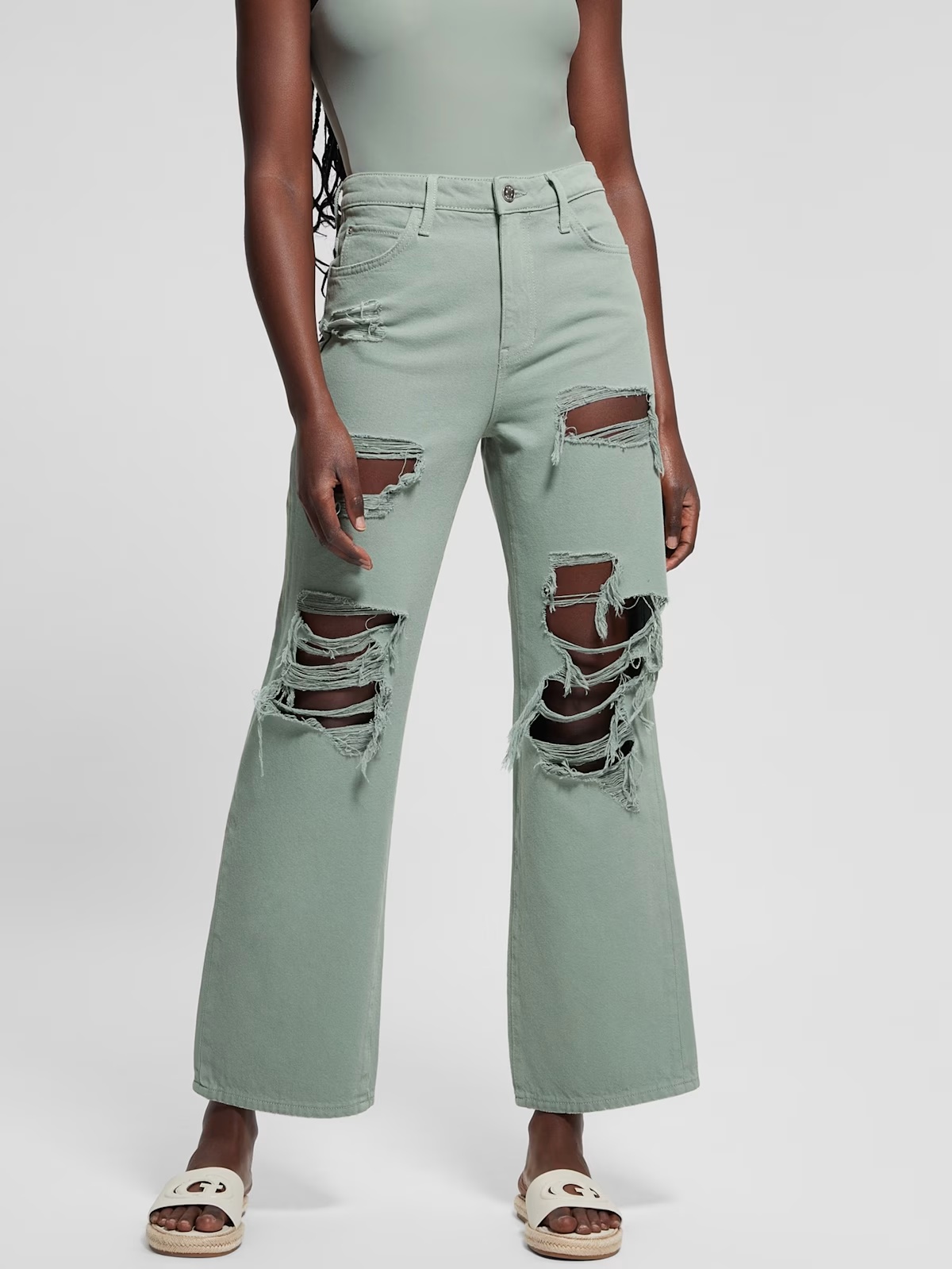 Eco '90s Destroyed Jeans - Green