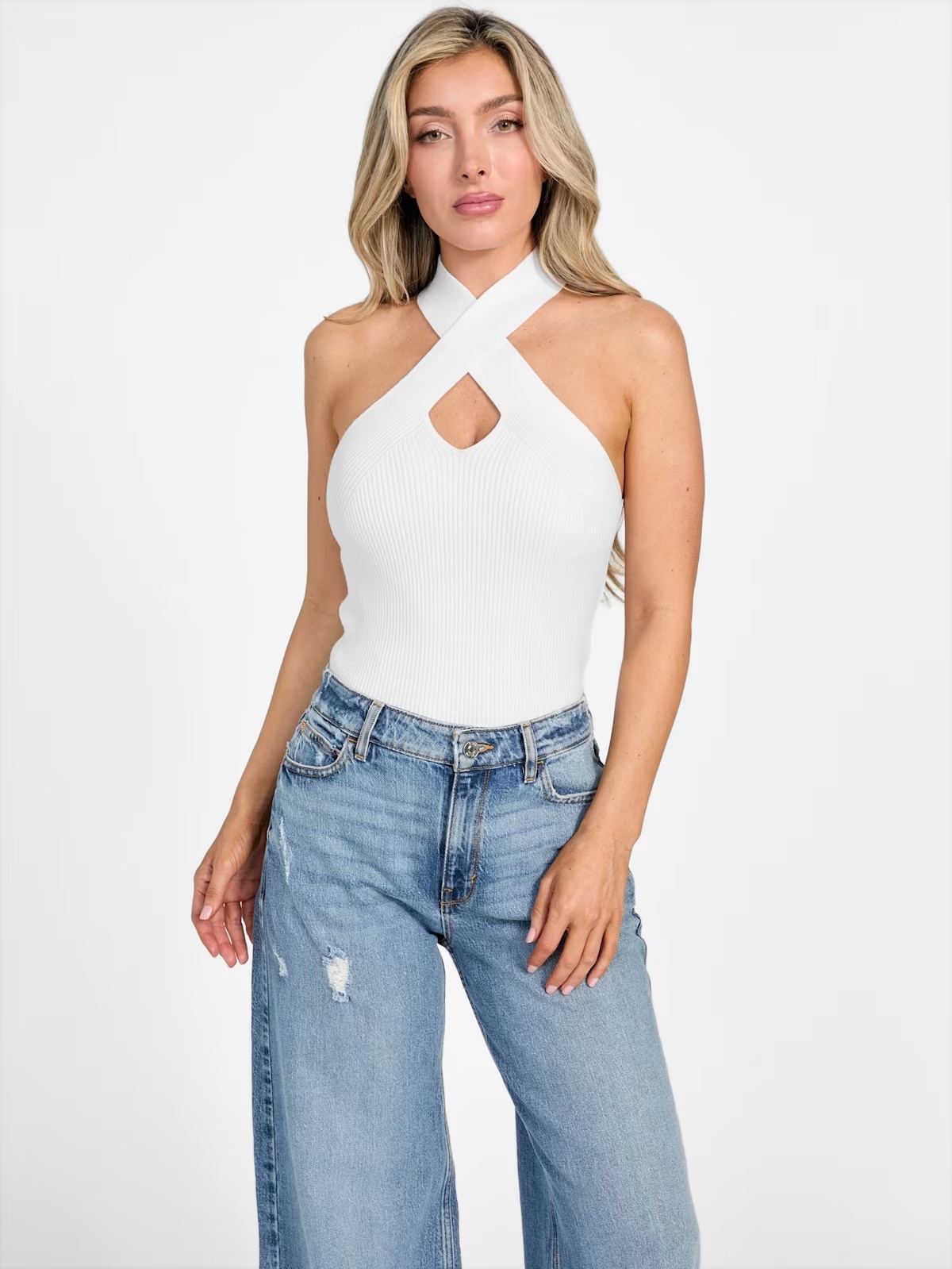 Eco Claire Sweater Top - White