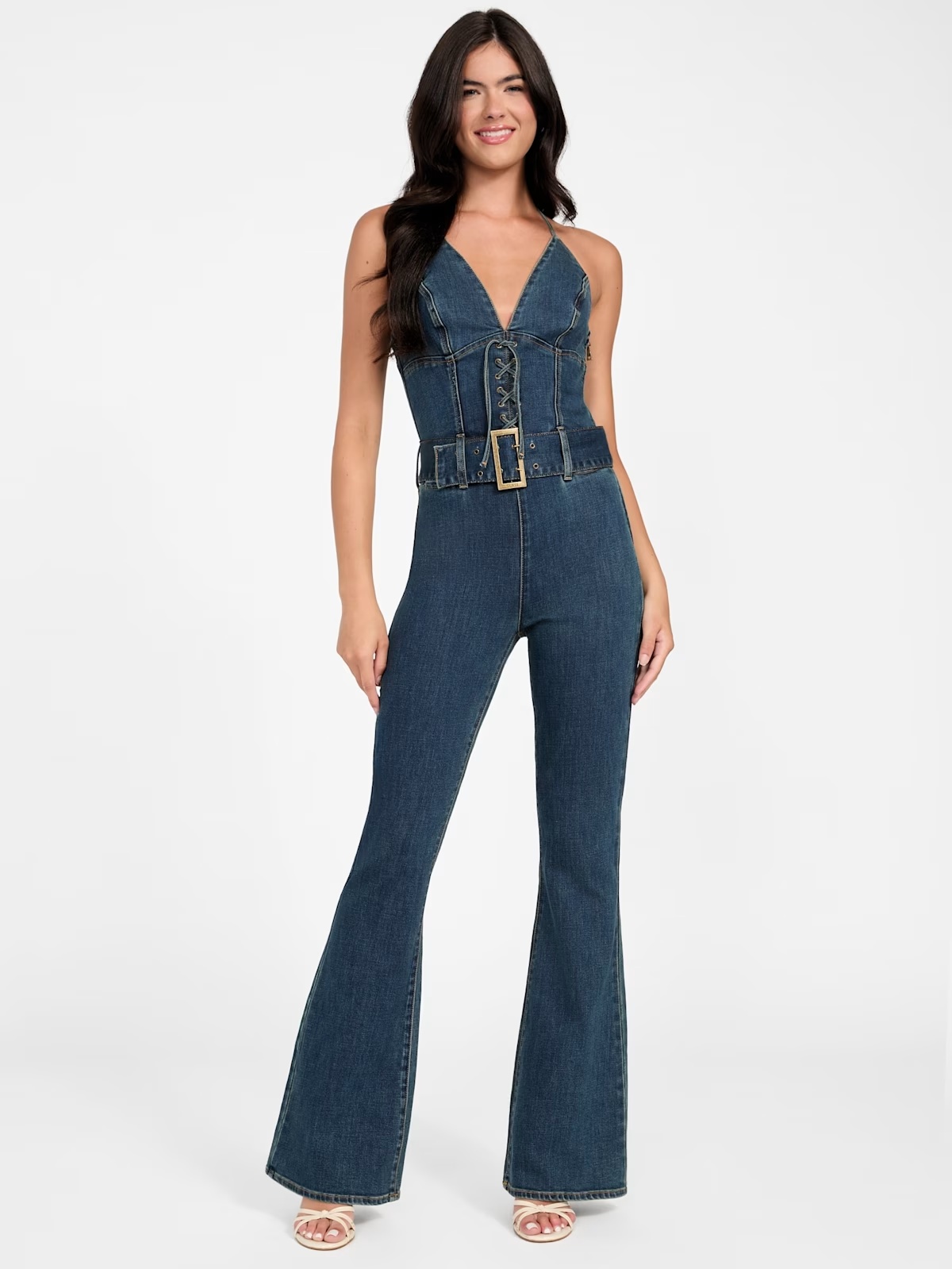 Eco Rebel Halter Denim Jumpsuit - Blue