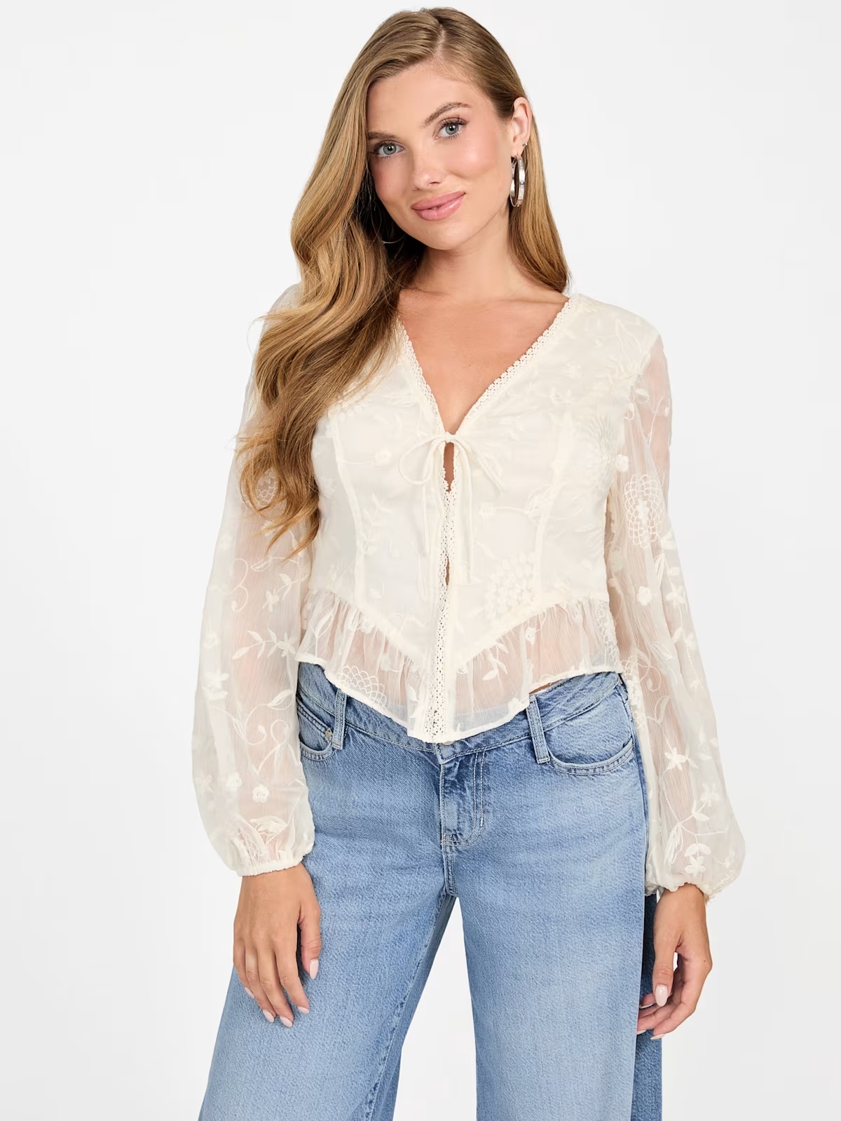 Seiah Tie-Front Top - Off-white