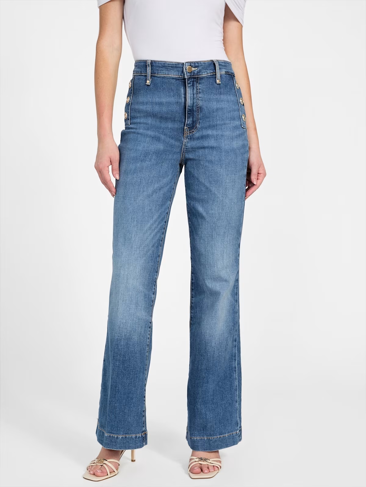 Eco Faye Sailor Flared Jeans - Blue