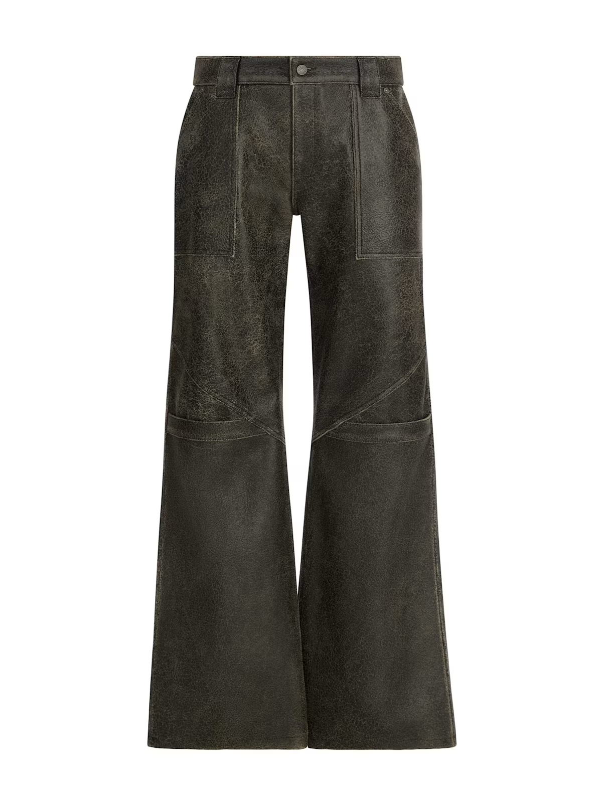 wide-Leg crackled leather pants - Black