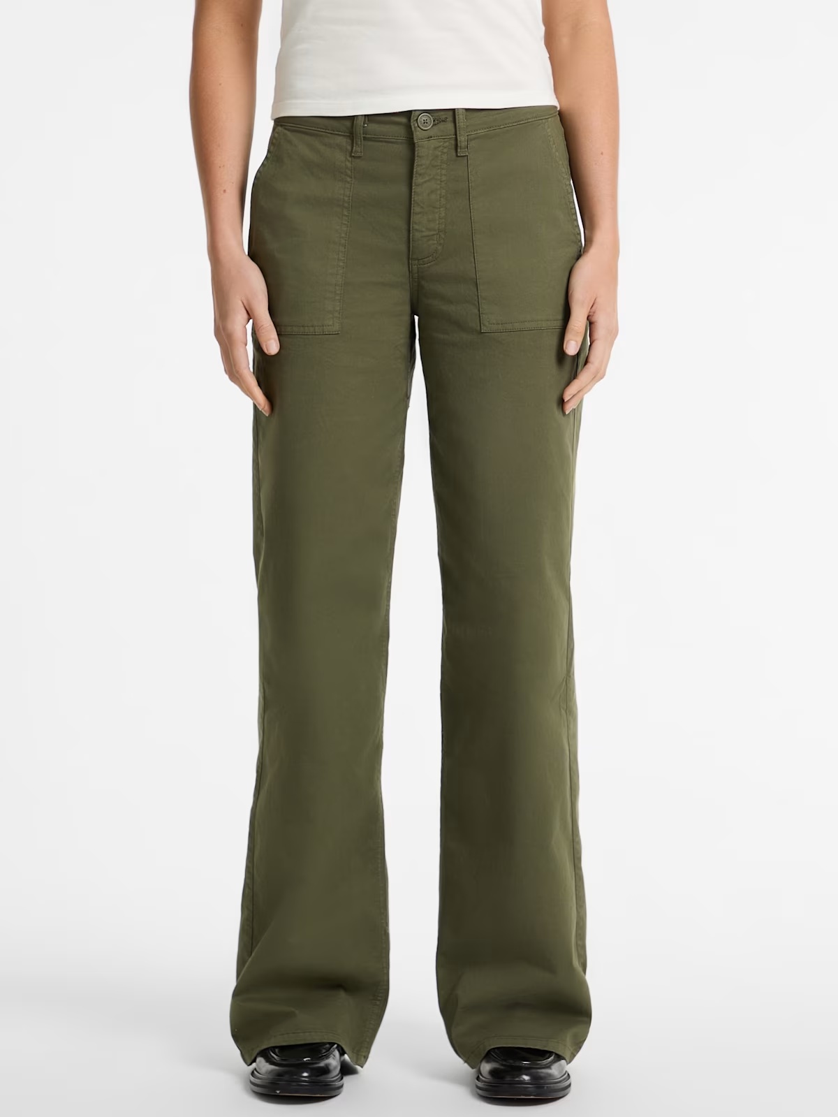 Eco Utility Wide Leg Denim Pants - Green