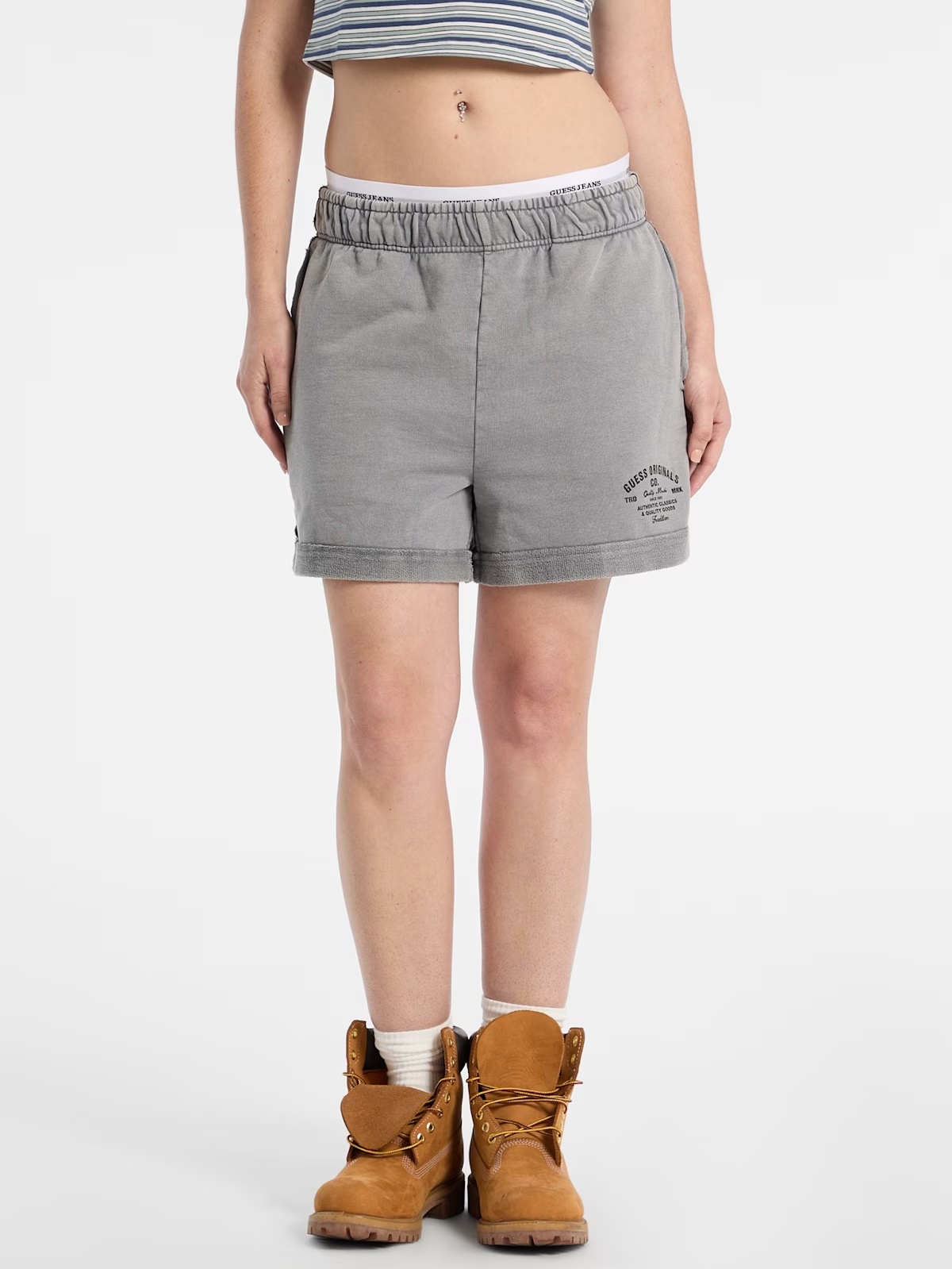 GUESS Originals Eco Distressed Shorts - Grey