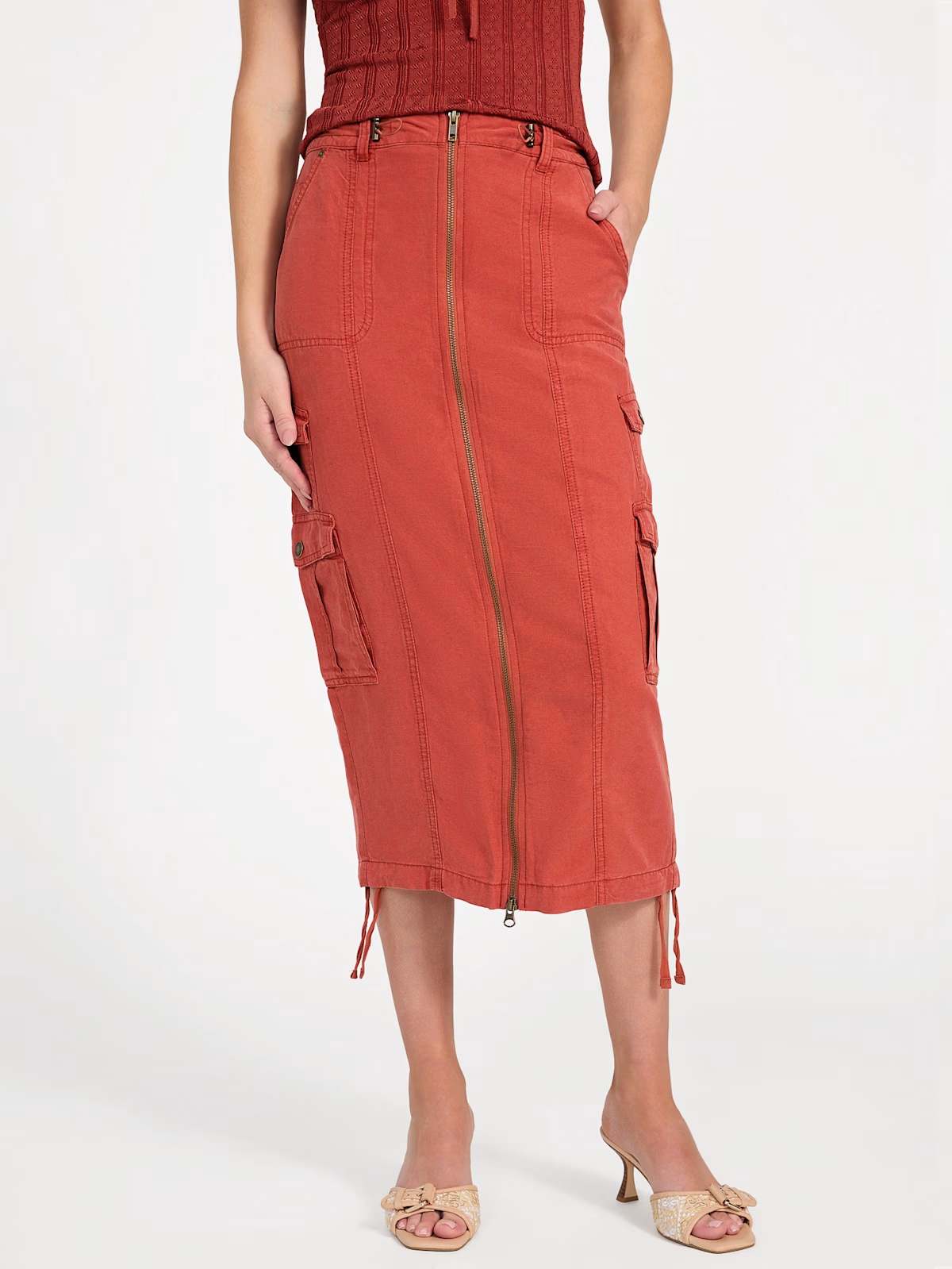 Eco Casey Cargo Skirt - Red