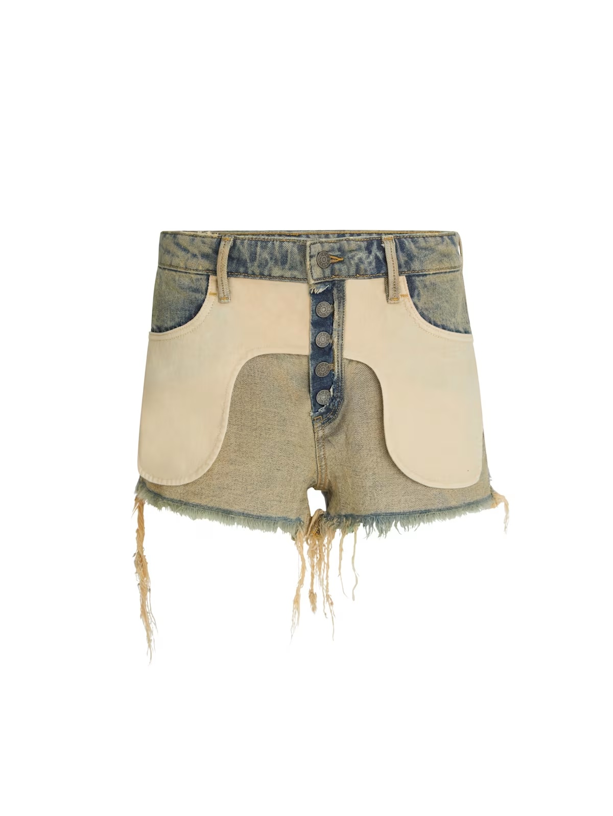 reverse denim short - Blue