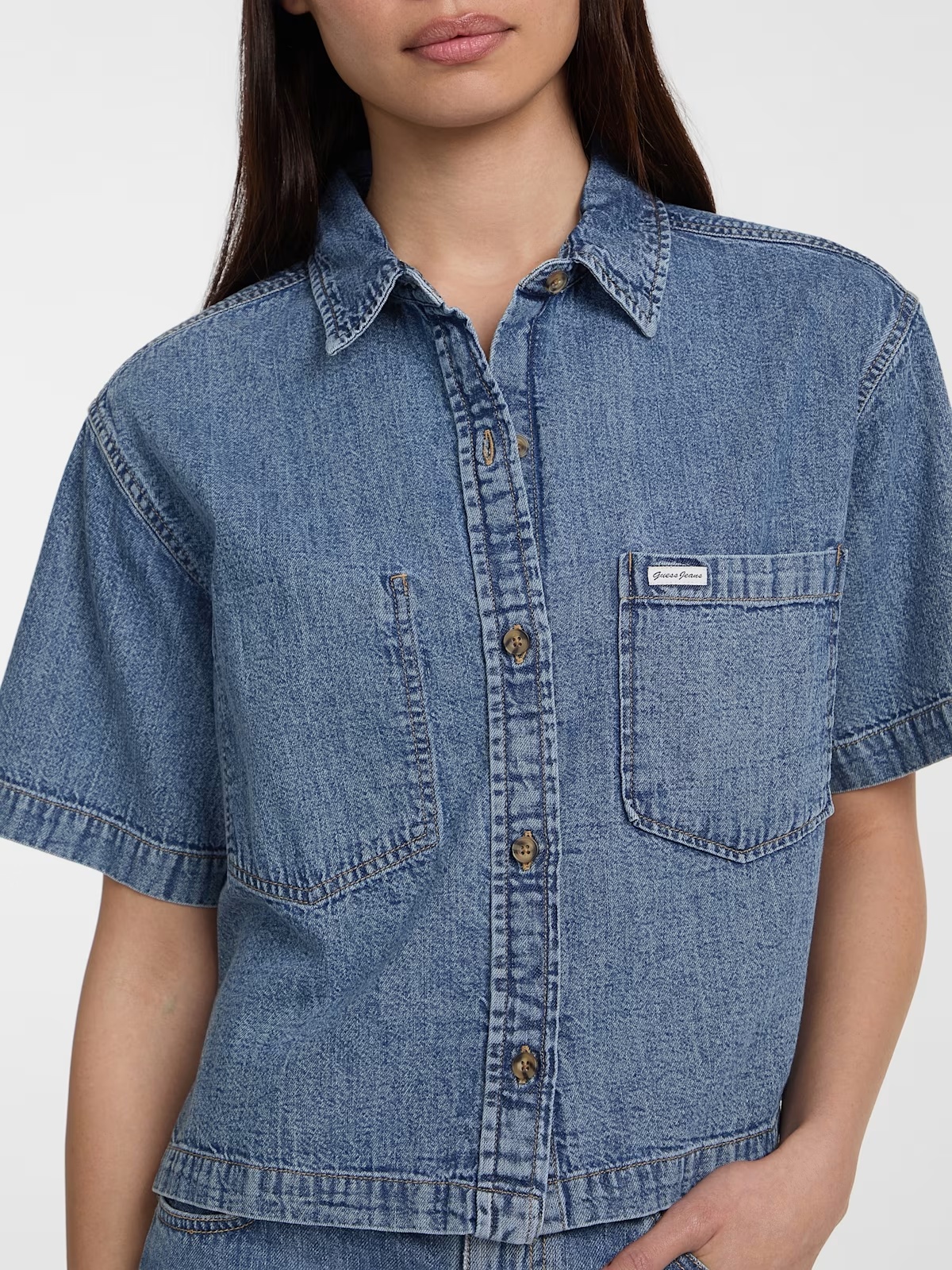 Eco Boxy Denim Shirt - Blue
