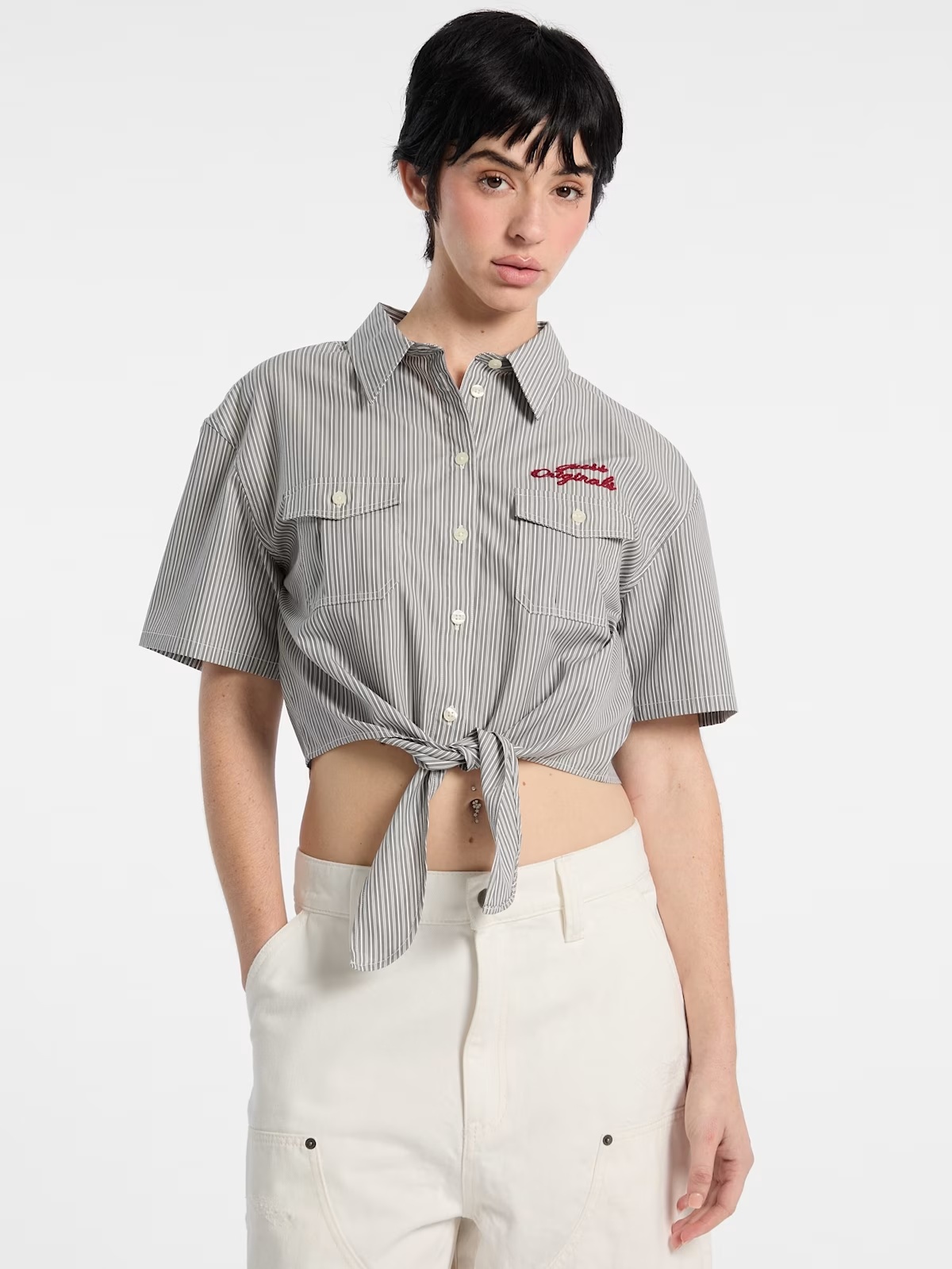 GUESS Originals Eco Workwear Tie Top - Grey