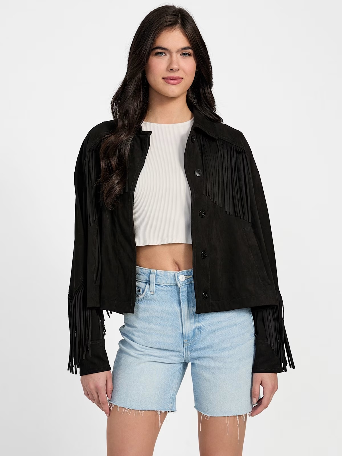 Ibby Fringe Shirt - Black