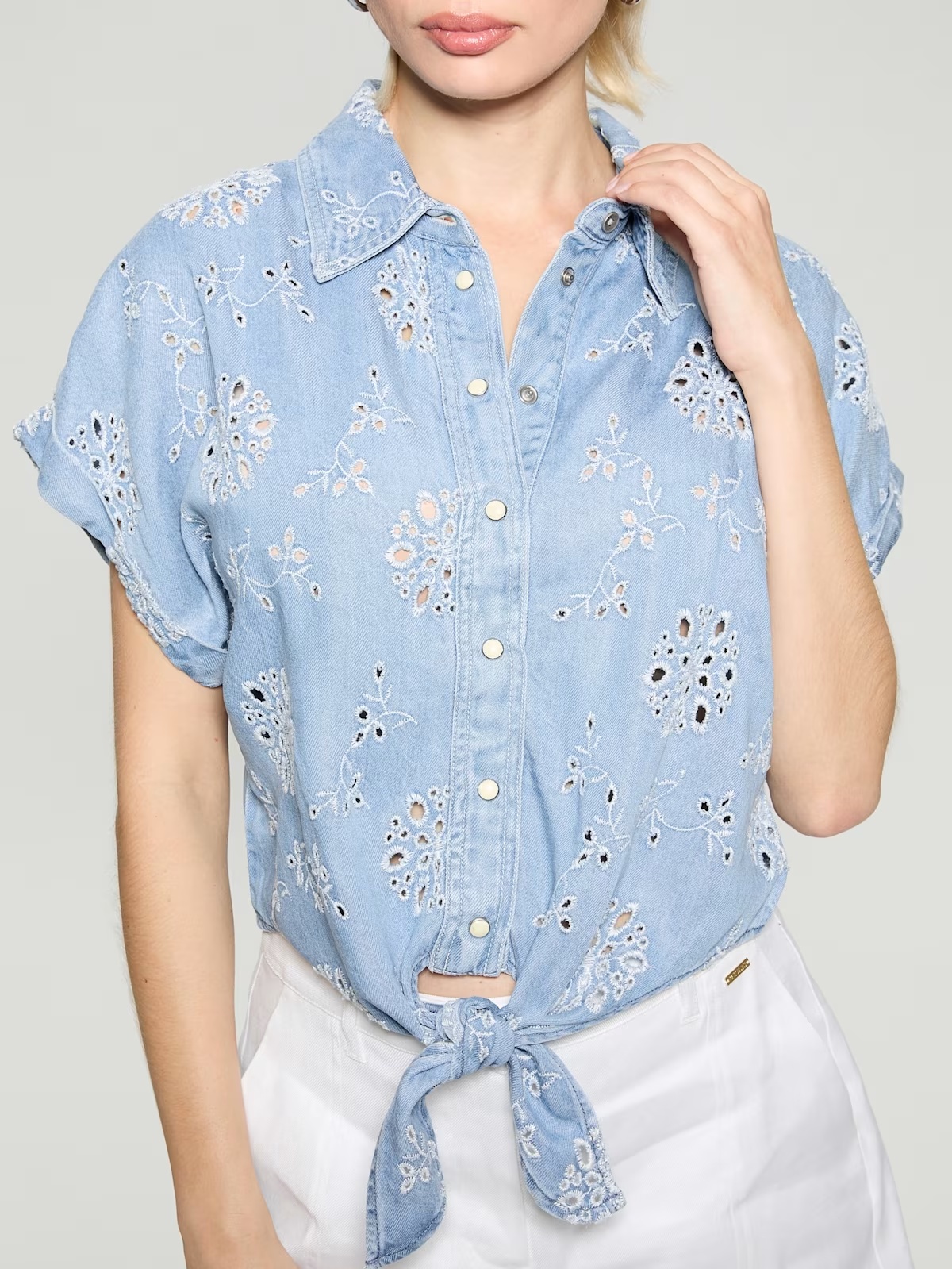 Eco Brigitte Denim Eyelet Shirt - Blue