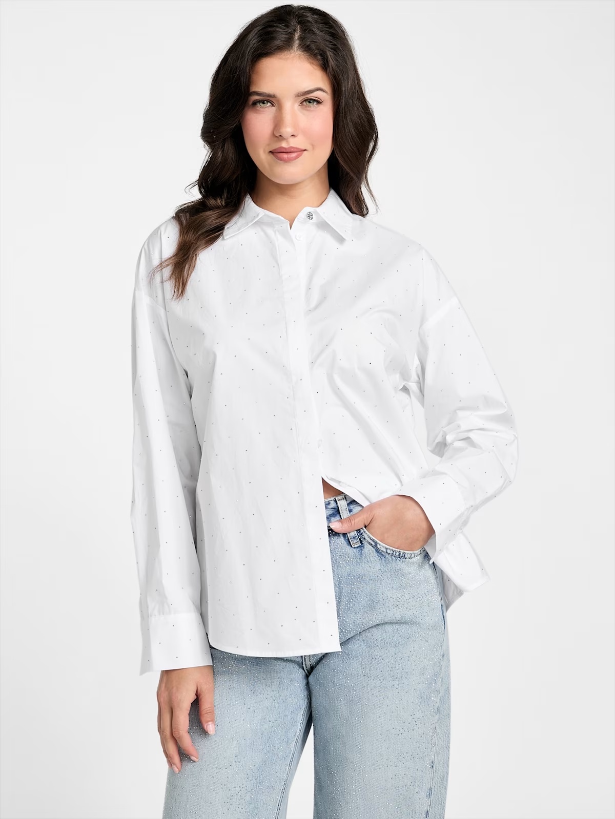Silvia Rhinestone Shirt - White
