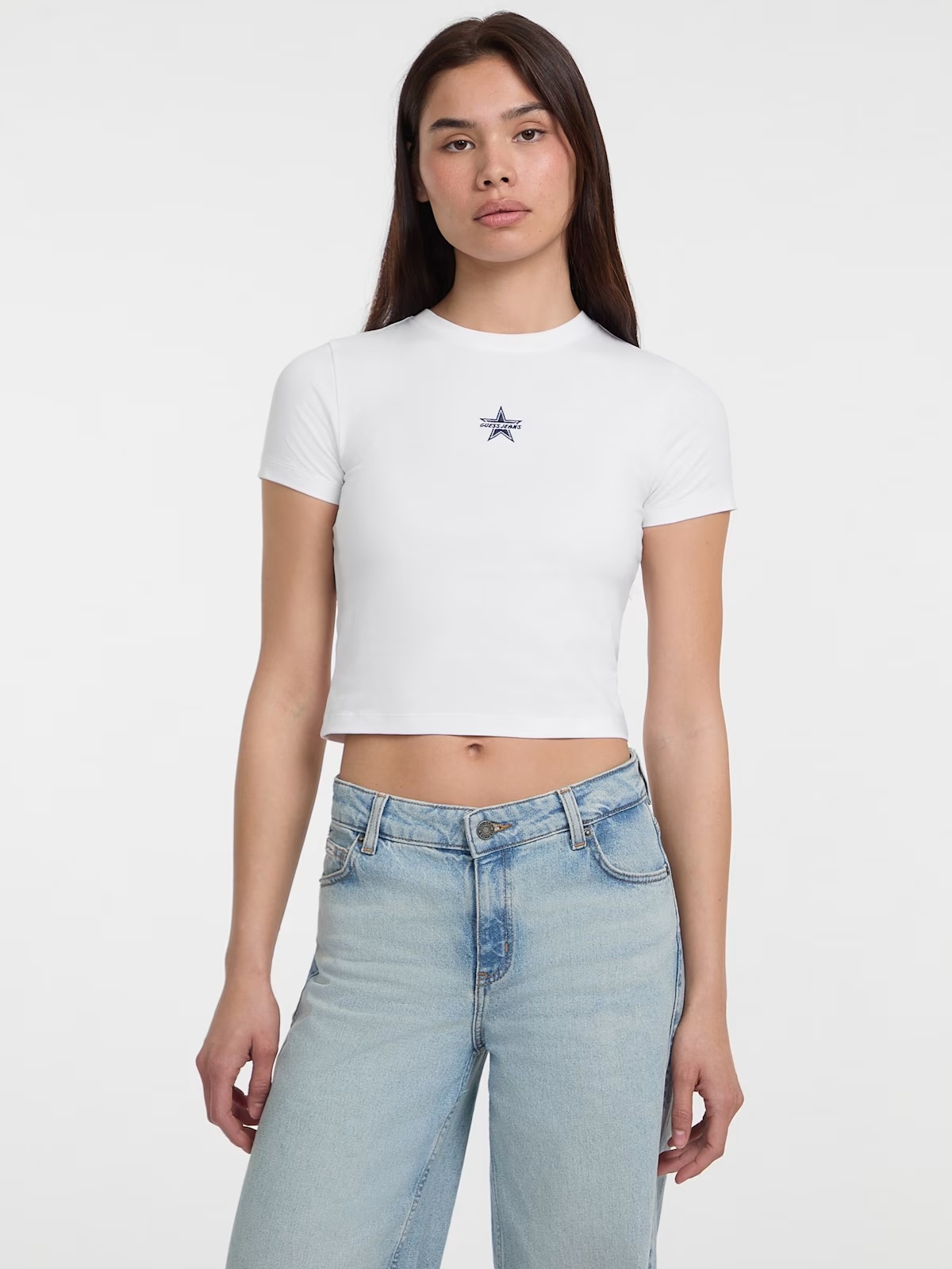 Eco Crewneck Star Crop Tee - White