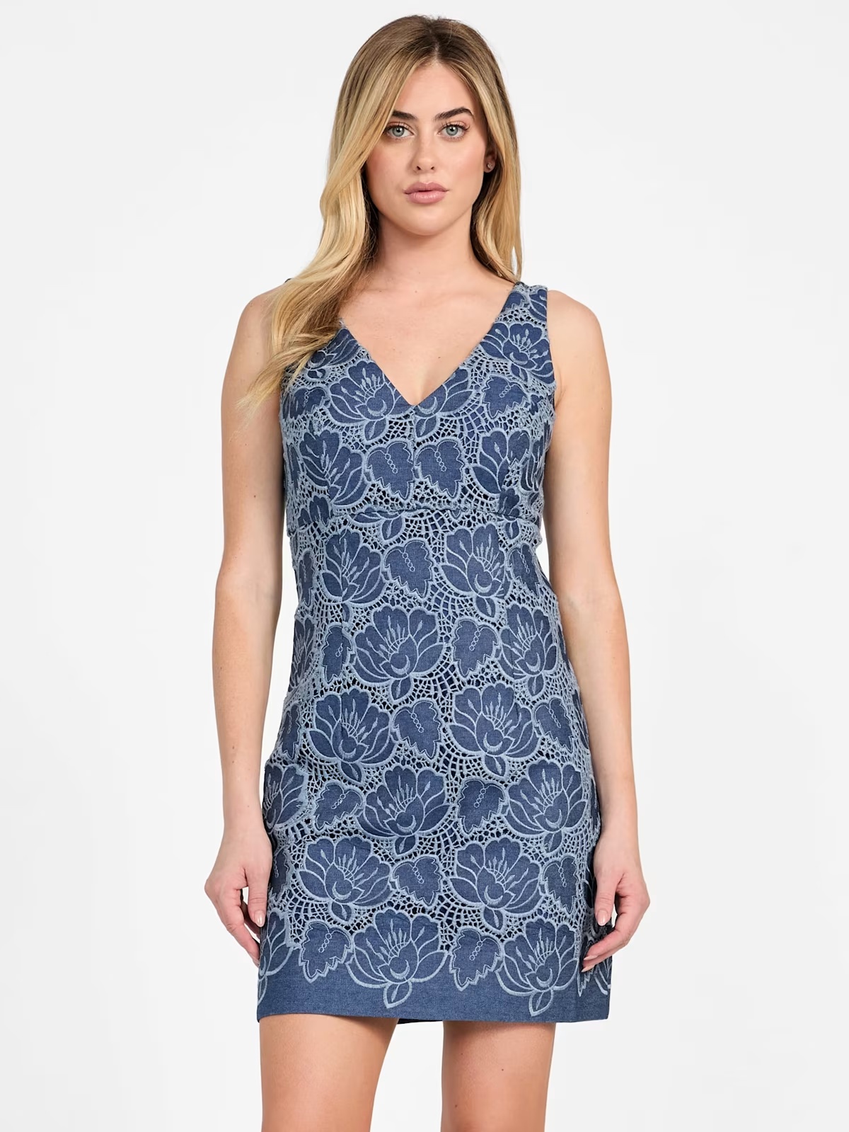 Caylee Embroidered Dress - Blue