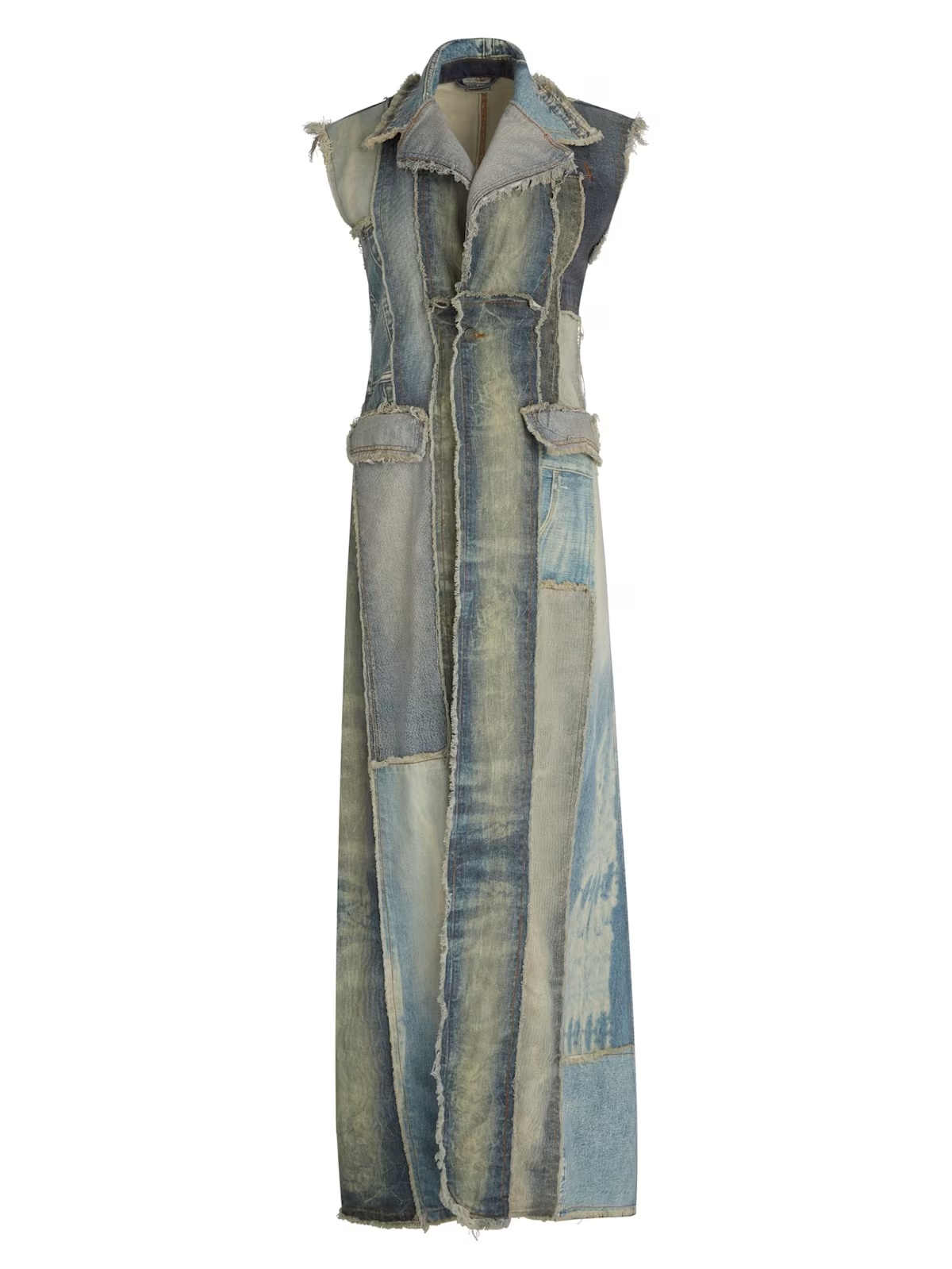 patchwork denim vest - Blue