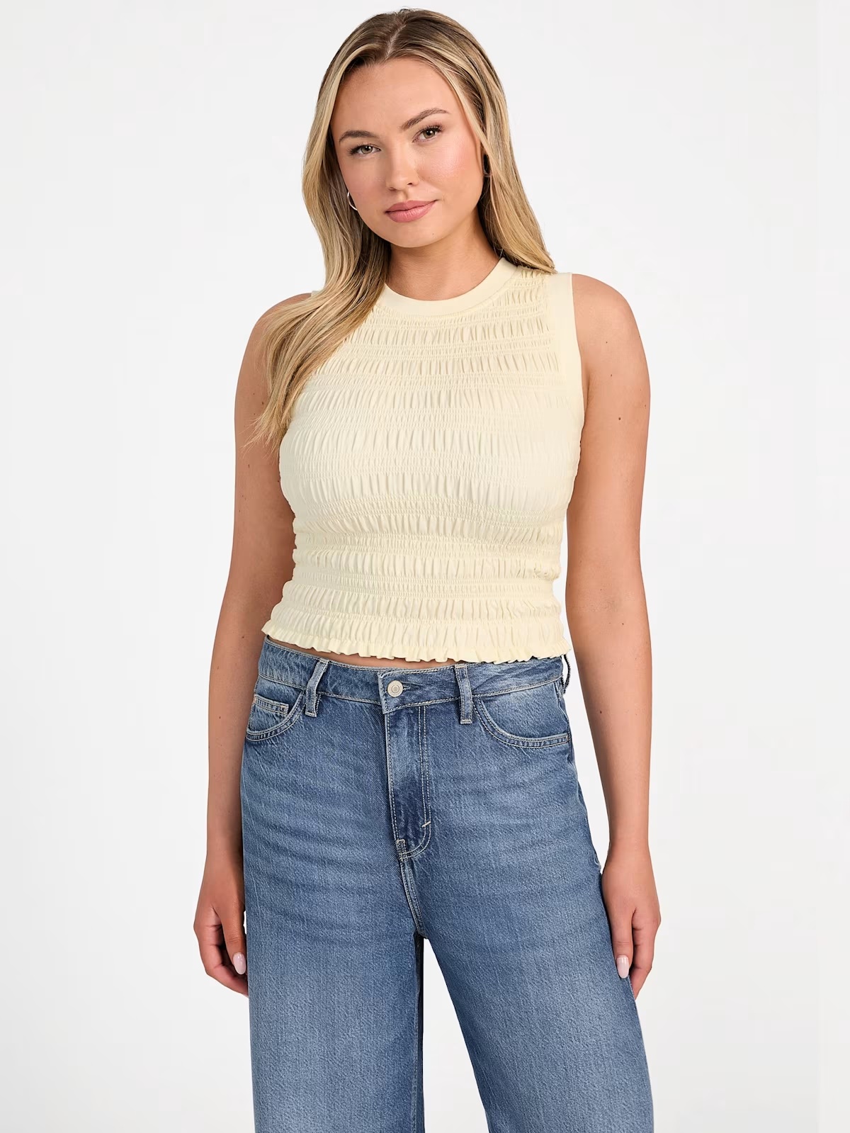 Eco Claire Smocked Tank Top - Yellow
